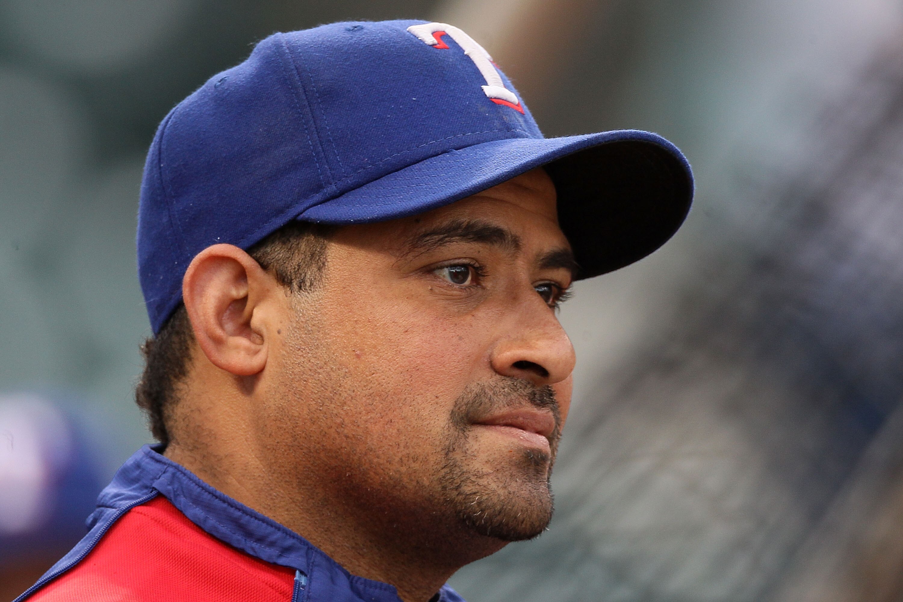 SAN FRANCISCO - OCTOBER 27:  Bengie Molina #11 of the Texas Rangers looks on during batting practice before Game One of the 2010 MLB World Series against the San Francisco Giants at AT&T Park on October 27, 2010 in San Francisco, California.  (Photo by El