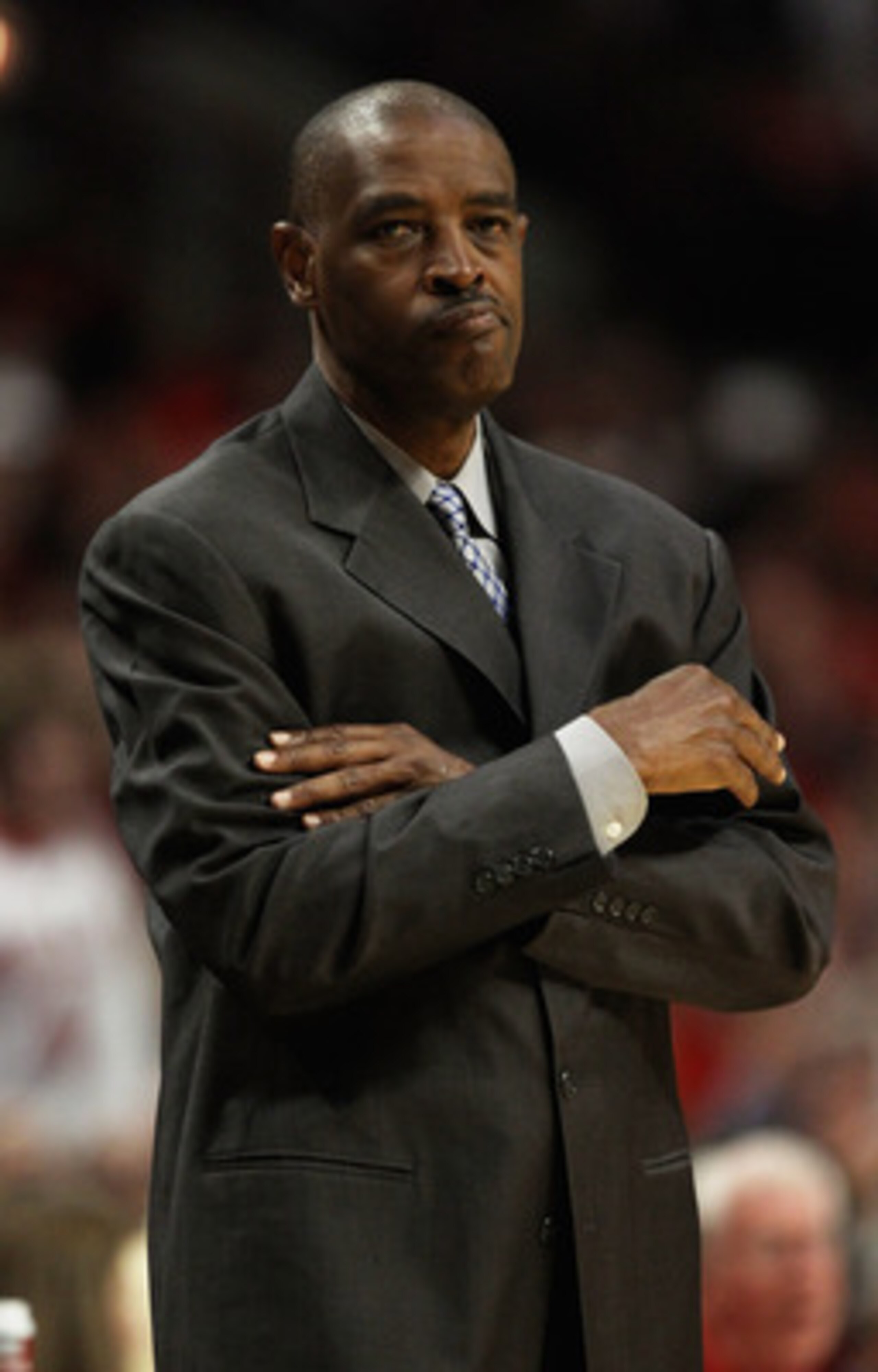 CHICAGO, IL - MAY 04: Head coach Larry Drew of the Atlanta Hawks watches as his team takes on the Chicago Bulls in Game Two of the Eastern Conference Semifinals in the 2011 NBA Playoffs at the United Center on May 4, 2011 in Chicago, Illinois. The Bulls d