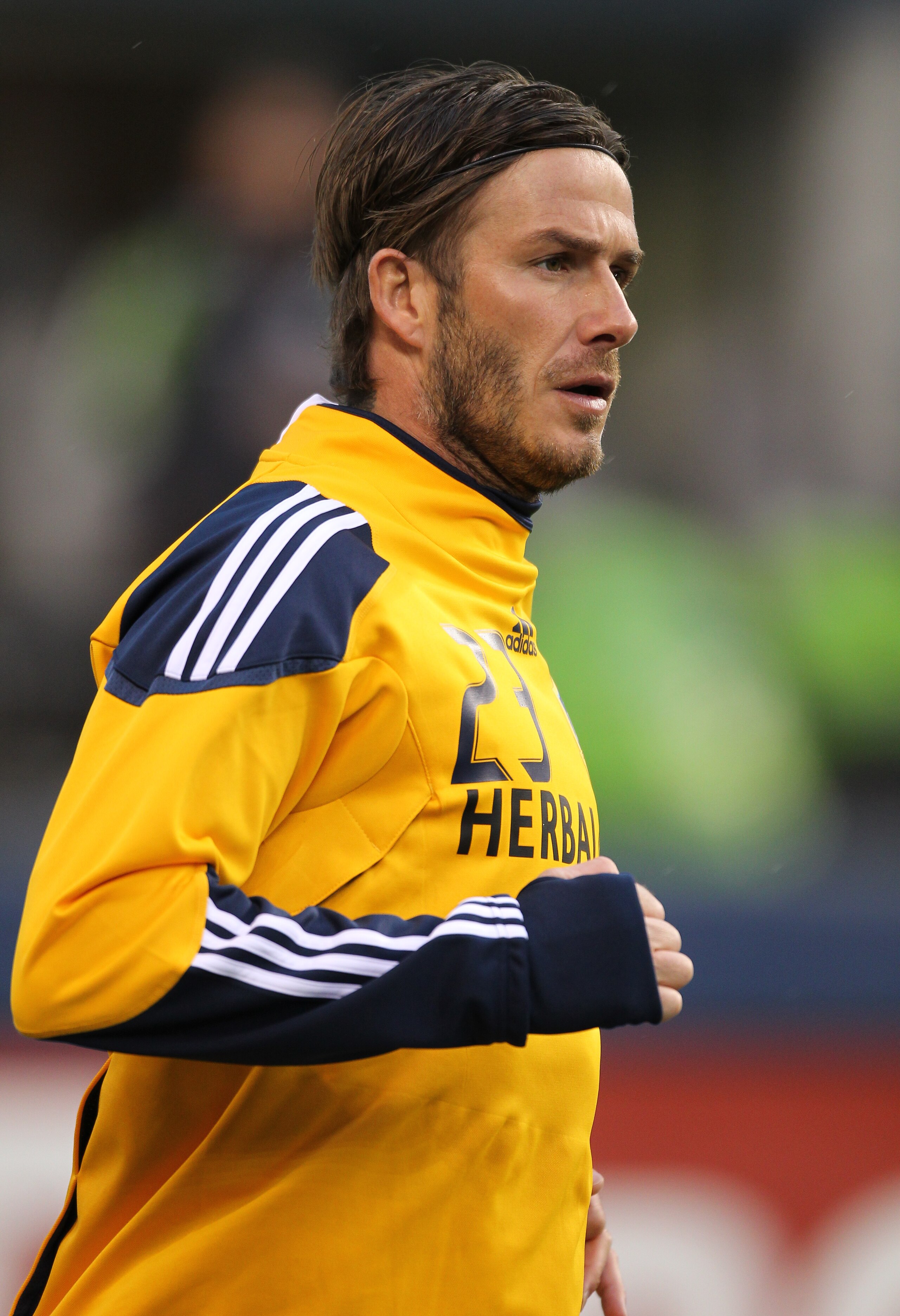 SEATTLE, WA - MARCH 15:  David Beckham #23 of the Los Angeles Galaxy warms up prior to the game against the Seattle Sounders FC at Qwest Field on March 15, 2011 in Seattle, Washington. (Photo by Otto Greule Jr/Getty Images)