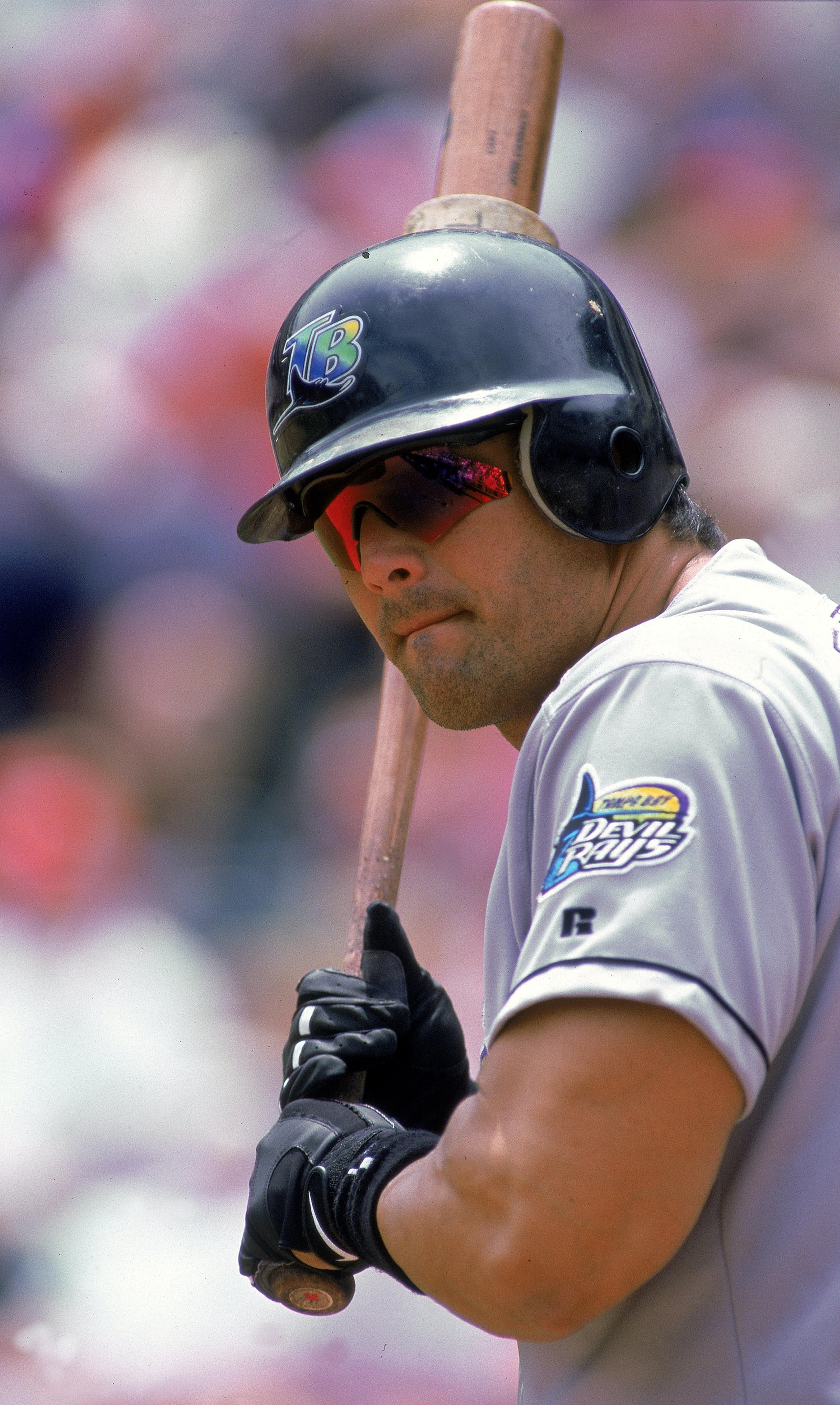 17 May 2000: Jose Canseco #33 of the Tampa Bay Devil Rays gets ready to bat during a game against the Texas Rangers at The Ball Park in Arlington, Texas. The Rangers defeated the Devil Rays 11-6.Mandatory Credit: Chris Covatta  /Allsport