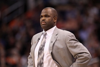 PHOENIX, AZ - JANUARY 14:  Head coach Nate McMillan of the Portland Trail Blazers during the NBA game against the Phoenix Suns at US Airways Center on January 14, 2011 in Phoenix, Arizona. The Suns defeated the Trail Blazers 115-111. NOTE TO USER: User ex