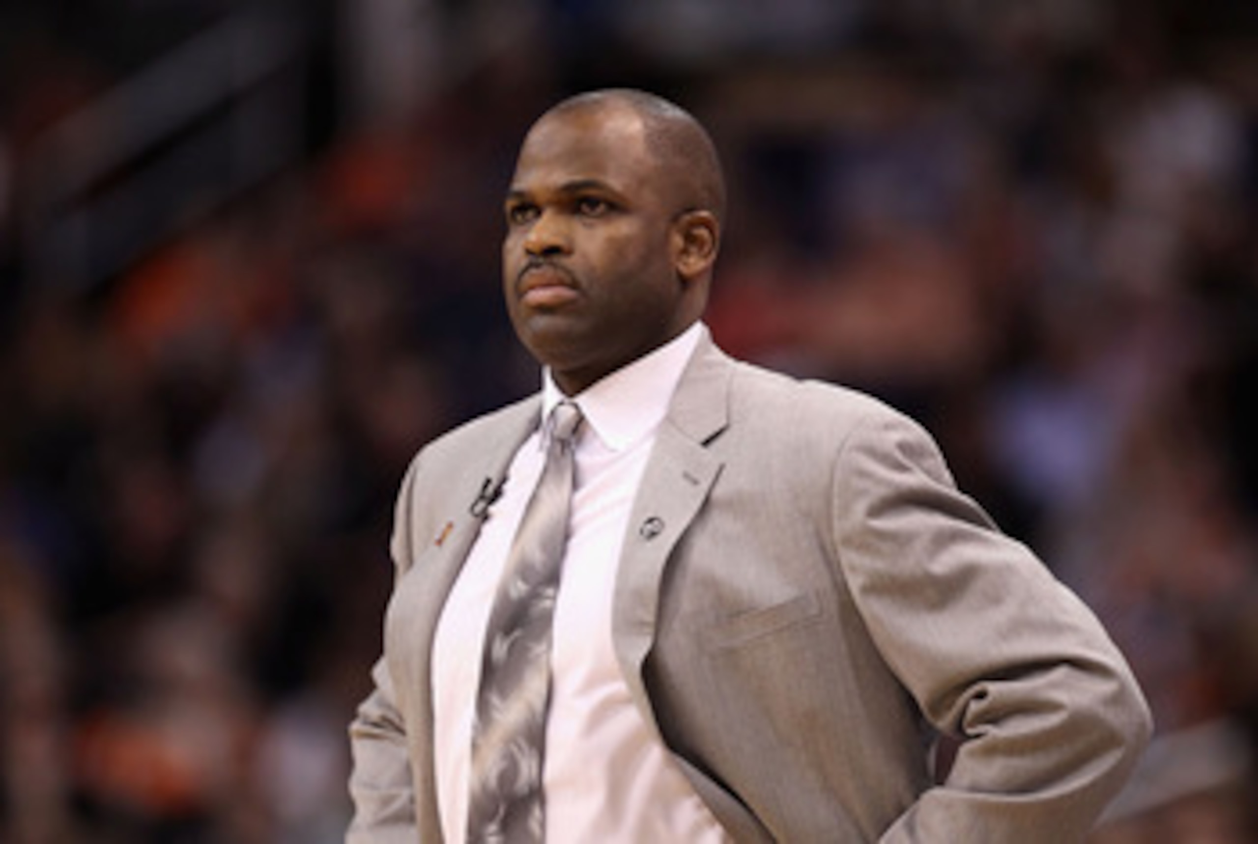 PHOENIX, AZ - JANUARY 14:  Head coach Nate McMillan of the Portland Trail Blazers during the NBA game against the Phoenix Suns at US Airways Center on January 14, 2011 in Phoenix, Arizona. The Suns defeated the Trail Blazers 115-111. NOTE TO USER: User ex