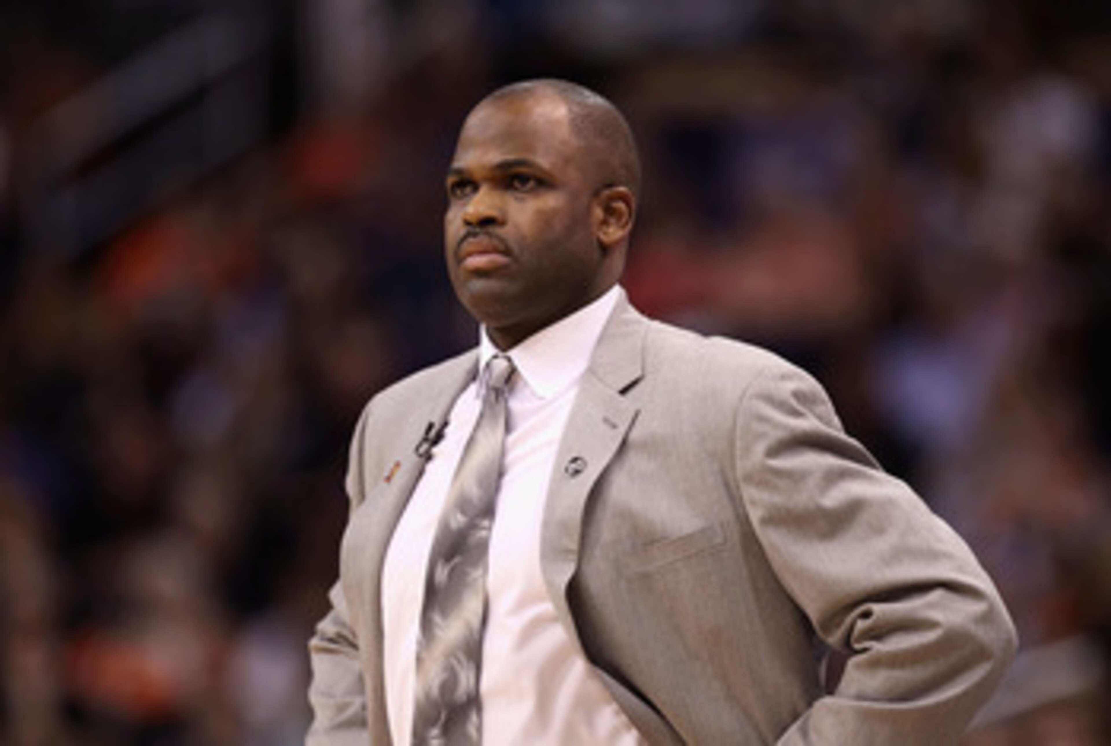 PHOENIX, AZ - JANUARY 14:  Head coach Nate McMillan of the Portland Trail Blazers during the NBA game against the Phoenix Suns at US Airways Center on January 14, 2011 in Phoenix, Arizona. The Suns defeated the Trail Blazers 115-111. NOTE TO USER: User ex