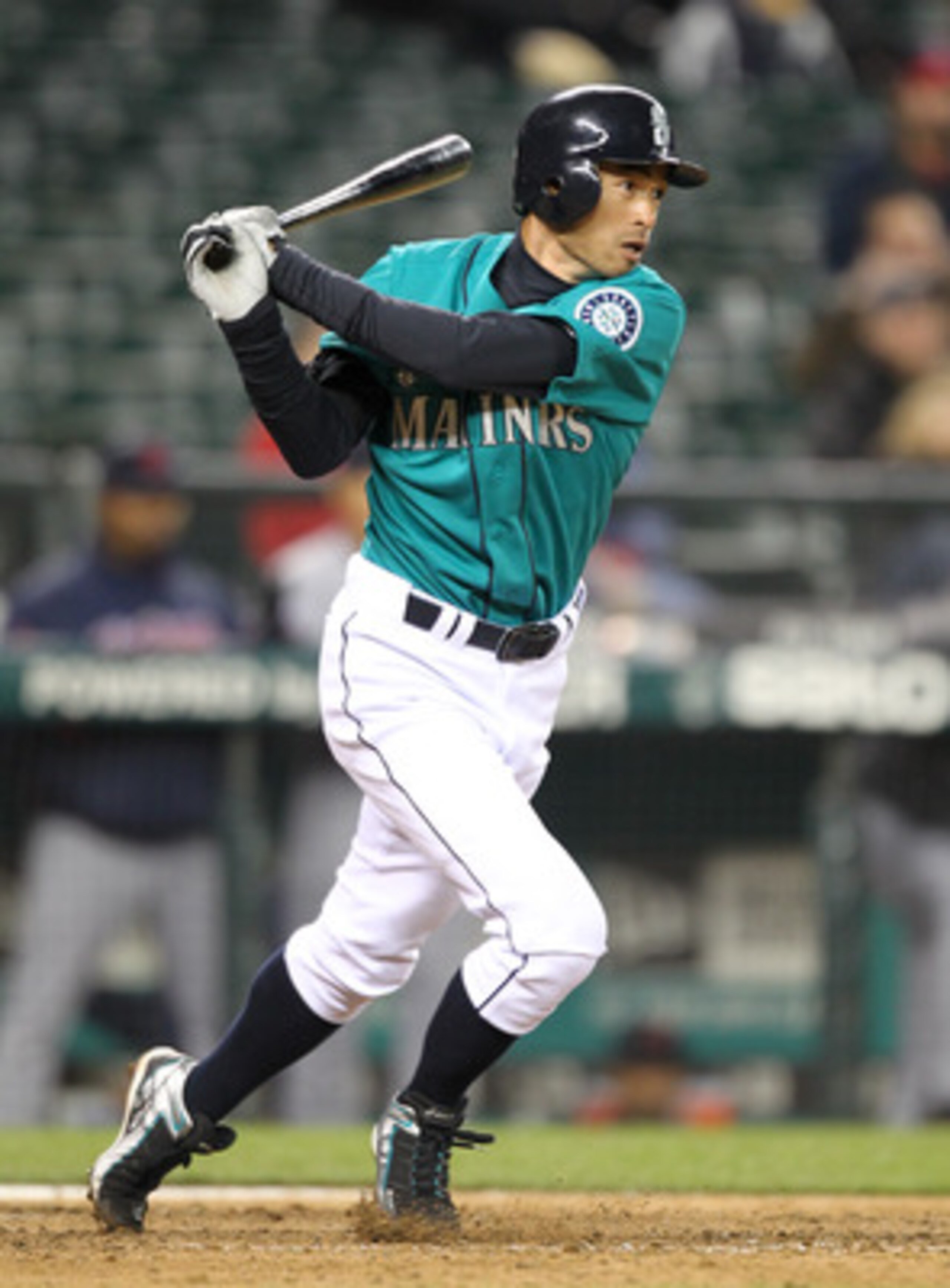 SEATTLE, WA - APRIL 08:  Ichiro Suzuki #51 of the Seattle Mariners bats against the Cleveland Indians during the Mariners' home opener at Safeco Field on April 8, 2011 in Seattle, Washington. (Photo by Otto Greule Jr/Getty Images)