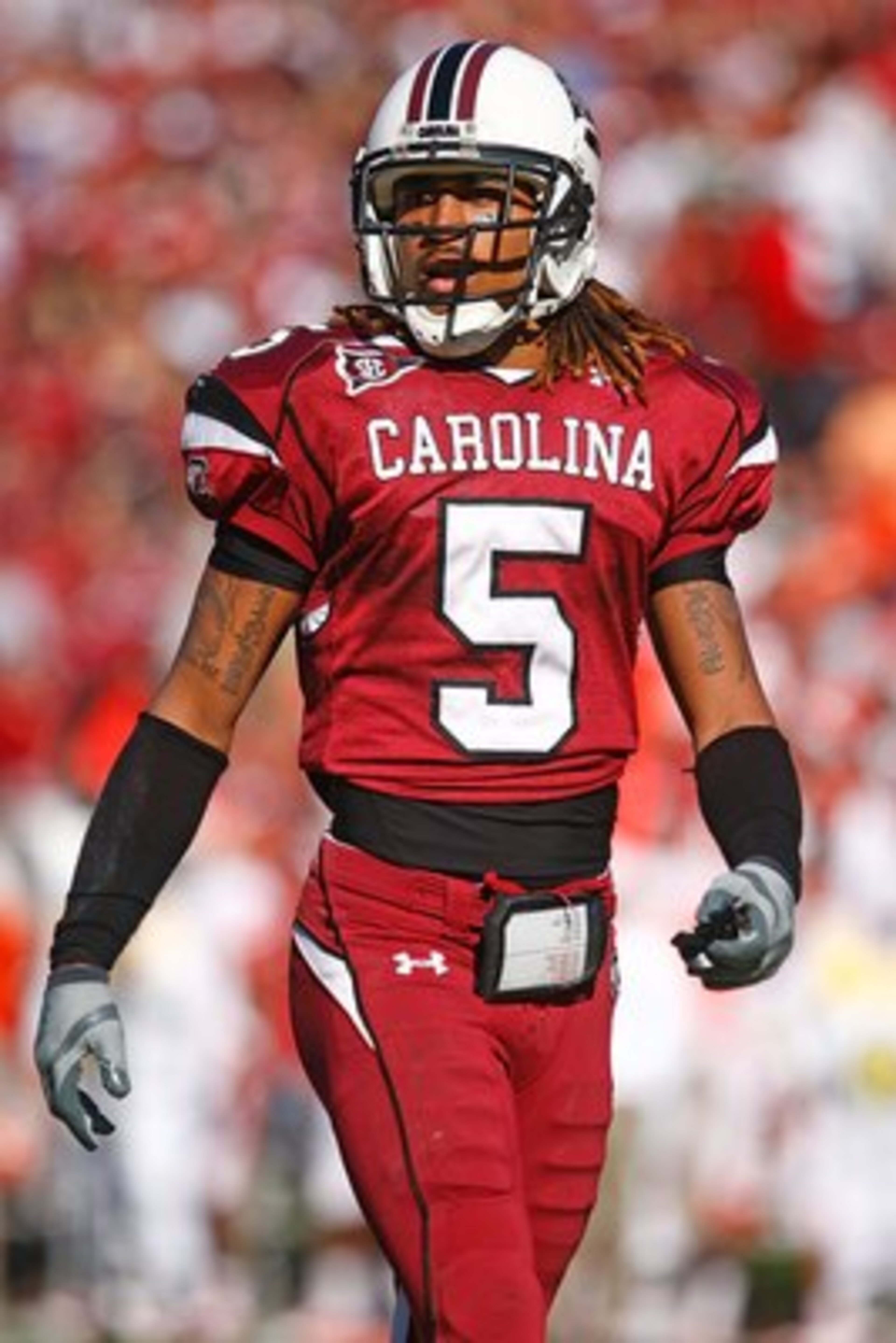 COLUMBIA, SC - NOVEMBER 28: Stephon Gilmore #5 of the South Carolina Gamecocks runs off the field during the game against the Clemson Tigers at Williams-Brice Stadium on November 28, 2009 in Columbia, South Carolina. (Photo by Scott Halleran/Getty Image COLUMBIA, SC - NOVEMBER 28: Stephon Gilmore #5 of the South Carolina Gamecocks runs off the field during the game against the Clemson Tigers at Williams-Brice Stadium on November 28, 2009 in Columbia, South Carolina. (Photo by Scott Halleran/Getty Image