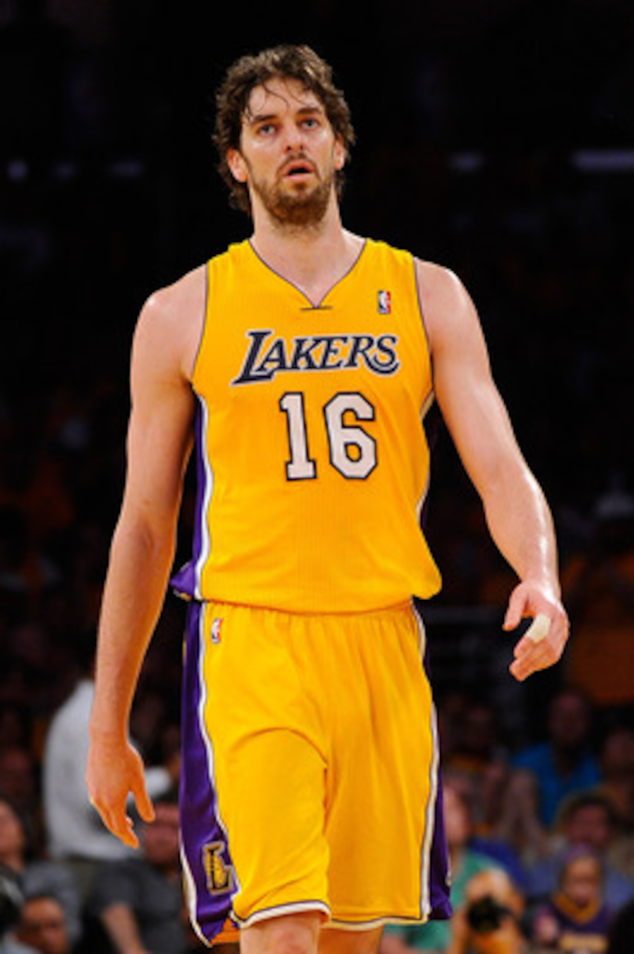 LOS ANGELES, CA - MAY 02:  Pau Gasol #16 of the Los Angeles Lakers reacts in the second half while taking on the Dallas Mavericks in Game One of the Western Conference Semifinals in the 2011 NBA Playoffs at Staples Center on May 2, 2011 in Los Angeles, Ca