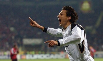 9 Apr 2002:   Jari Litmanen of Liverpool celebrates scoring a goal during the UEFA Champions League, Quarter Final, Second Leg match between Bayer 04 Leverkusen and Liverpool at the Bayarena Stadium, Leverkusen, Germany.  DIGITAL IMAGE Mandatory Credit:Sh