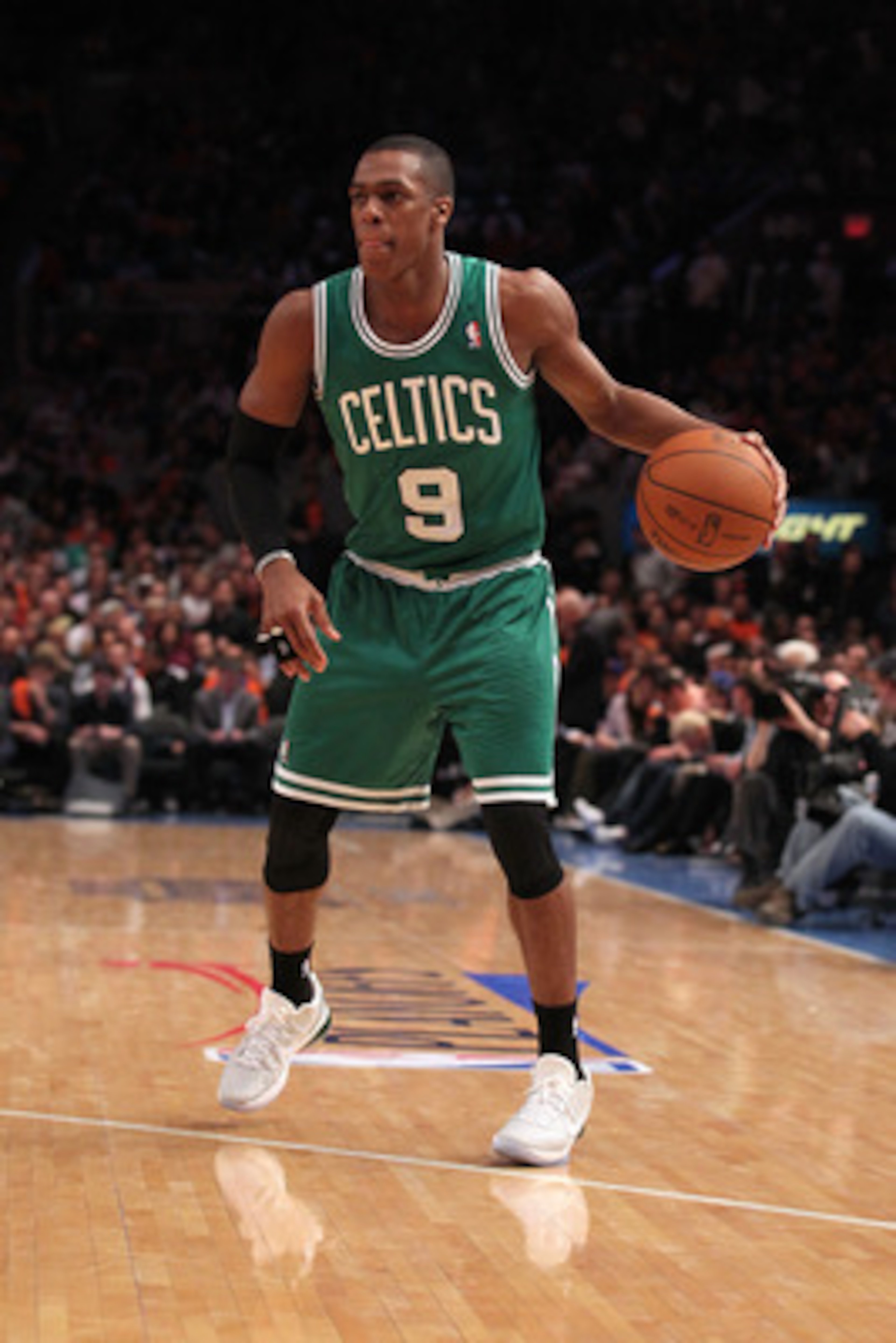 NEW YORK, NY - APRIL 22: Rajon Rondo #9 of the Boston Celtics looks to pass the ball against the New York Knicks in Game Three of the Eastern Conference Quarterfinals in the 2011 NBA Playoffs on April 22, 2011 at Madison Square Garden in New York City. NEW YORK, NY - APRIL 22: Rajon Rondo #9 of the Boston Celtics looks to pass the ball against the New York Knicks in Game Three of the Eastern Conference Quarterfinals in the 2011 NBA Playoffs on April 22, 2011 at Madison Square Garden in New York City.
