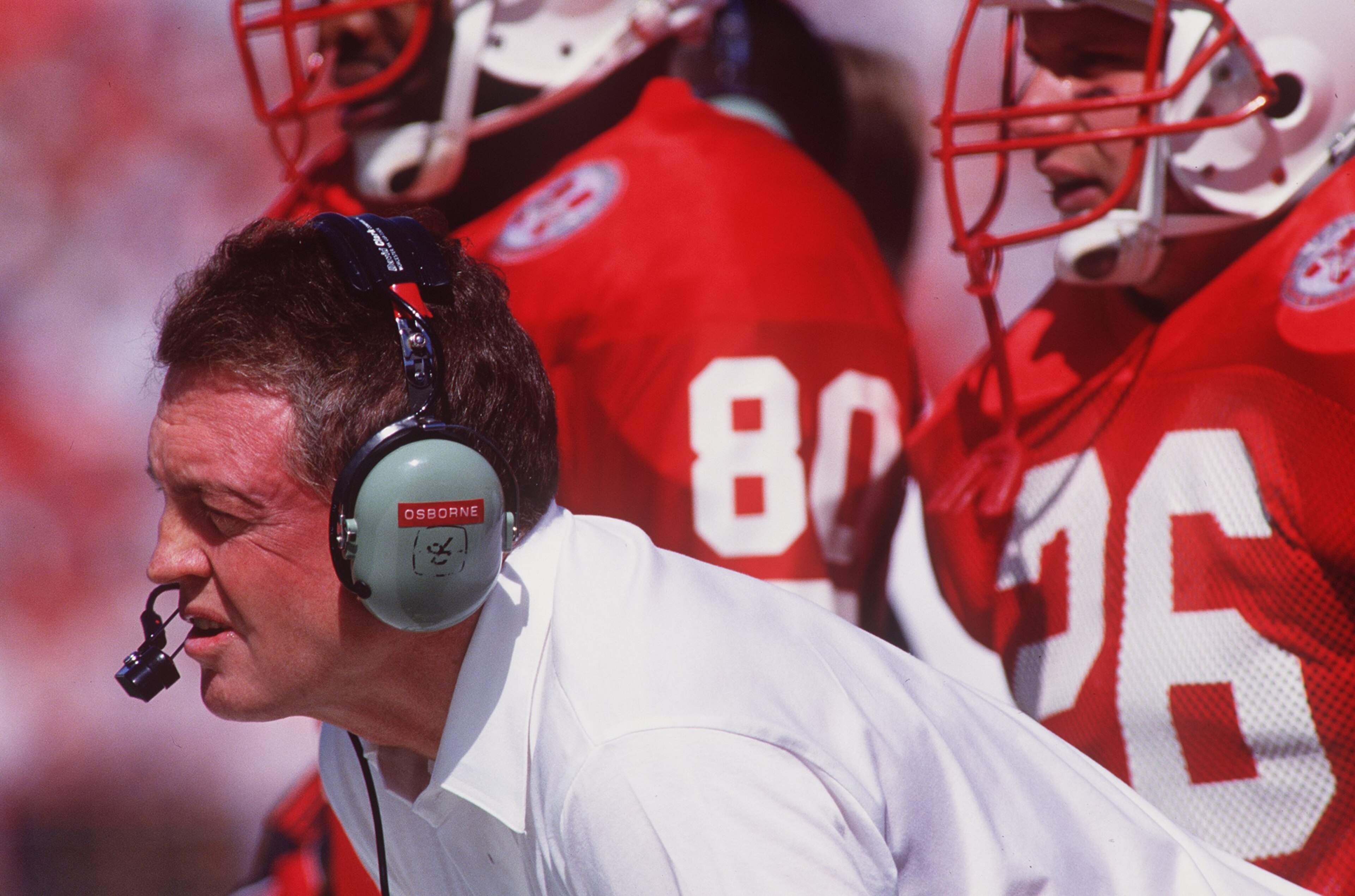 26 SEP 1992:  NEBRASKA HEAD COACH TOM OSBORNE ON THE SIDELINES DURING THE 45-24 WIN OVER ARIZONA STATE AT MEMORIAL STADIUM IN LINCOLN, NEBRASKA. Mandatory Credit: Earl Richardson/ALLSPORT
