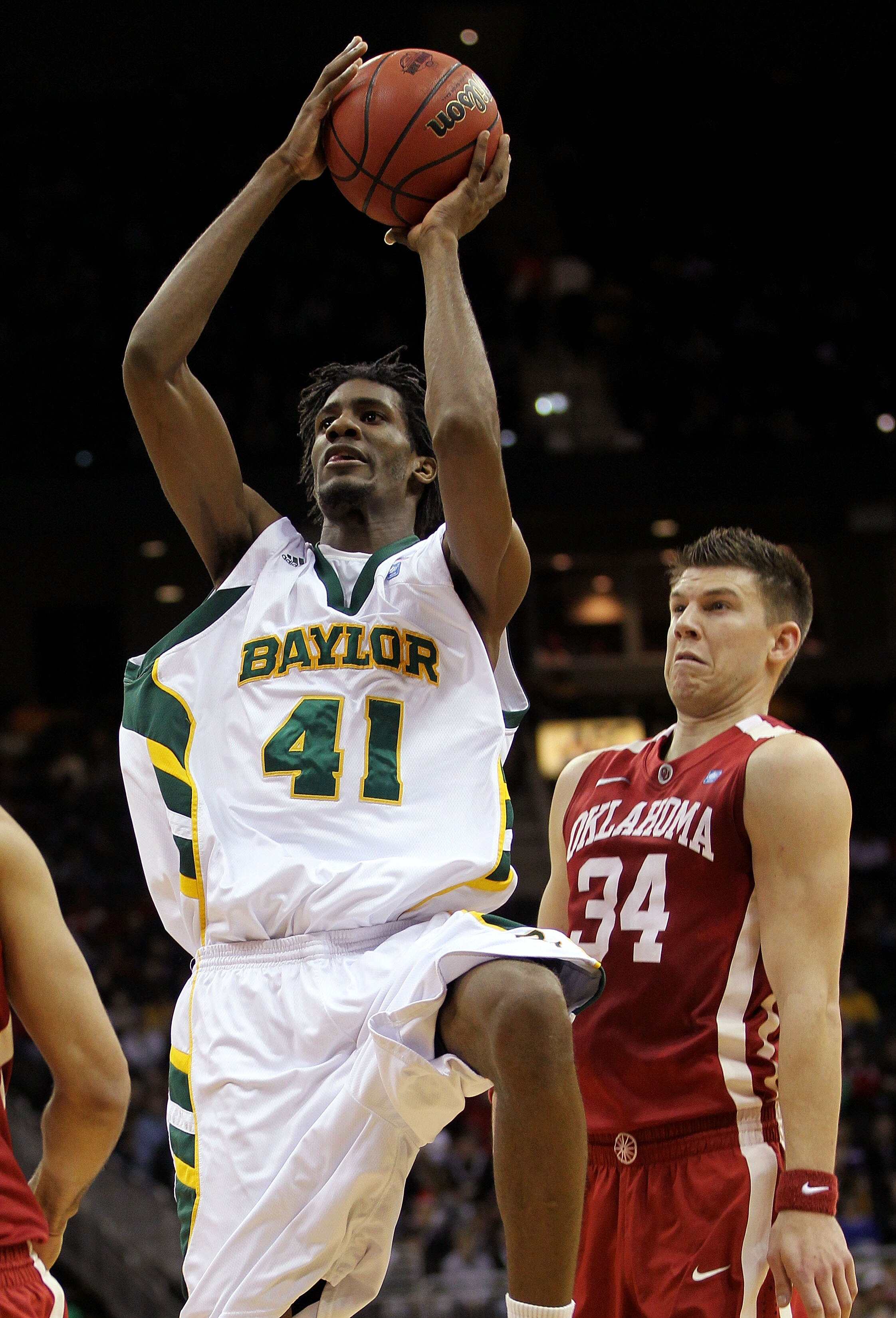 KANSAS CITY, MO - MARCH 09:  Anthony Jones #41 of the Baylor Bears shoots the ball against the Oklahoma Sooners during their game in the first round of the 2011 Phillips 66 Big 12 Men's Basketball Tournament at Sprint Center on March 9, 2011 in Kansas Cit
