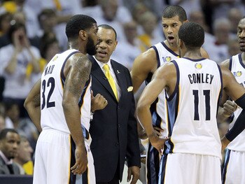 MEMPHIS, TN - MAY 07:  Lionel  Hollins the Head Coach of the  Memphis Grizzlies gives instructions to his team during the game against the Oklahoma City Thunder in Game Three of the Western Conference Semifinals in the 2011 NBA Playoffs at FedExForum on M