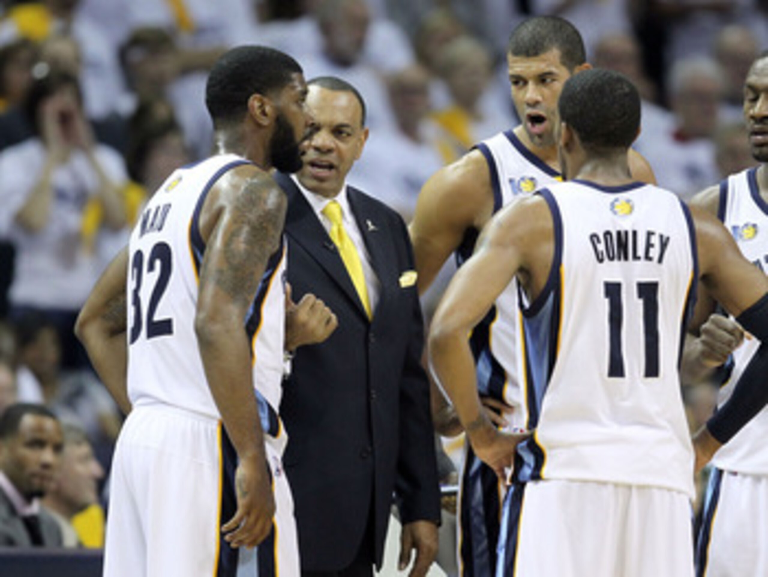 MEMPHIS, TN - MAY 07:  Lionel  Hollins the Head Coach of the  Memphis Grizzlies gives instructions to his team during the game against the Oklahoma City Thunder in Game Three of the Western Conference Semifinals in the 2011 NBA Playoffs at FedExForum on M