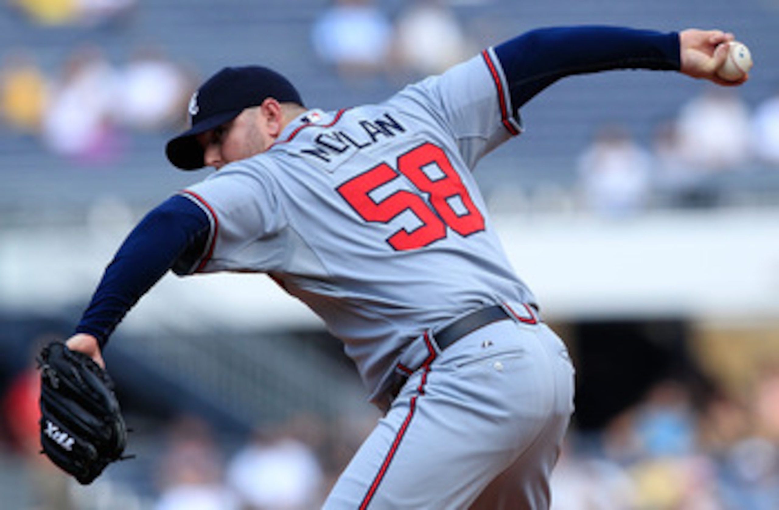 PITTSBURGH - MAY 23:  Peter Moylan #58 of the Atlanta Braves pitches against the Pittsburgh Pirates during the game on May 23, 2010 at PNC Park in Pittsburgh, Pennsylvania.  (Photo by Jared Wickerham/Getty Images)