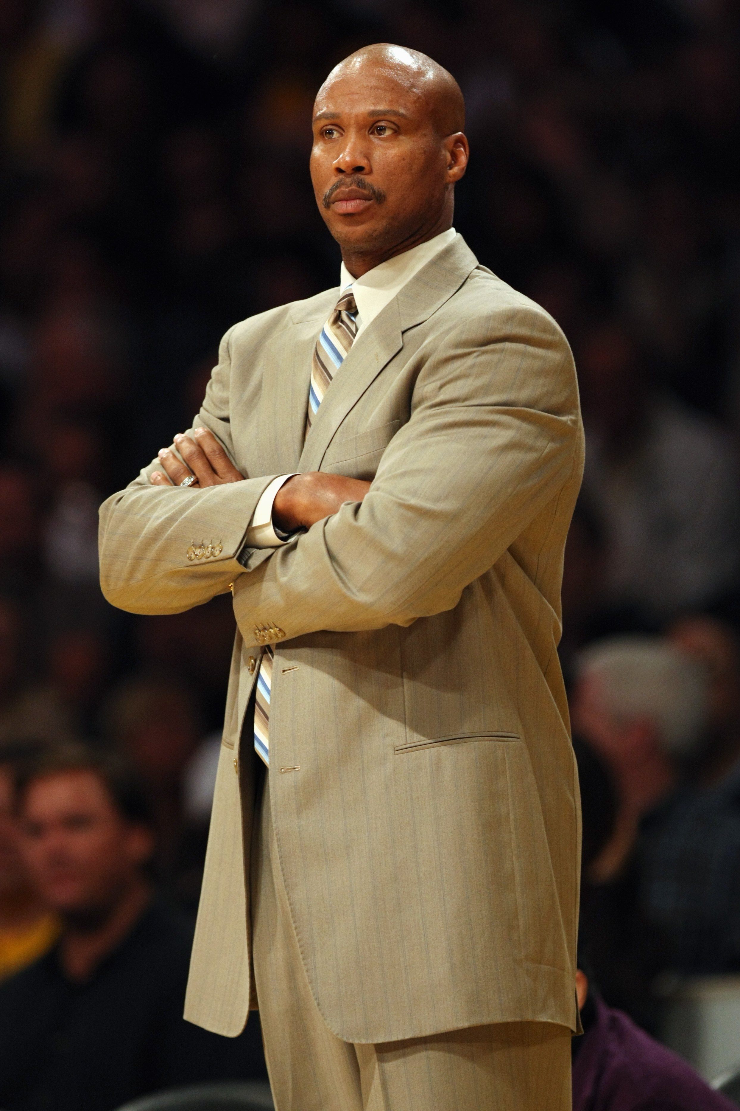 LOS ANGELES - NOVEMBER 6:  Head coach Byron Scott of the New Orleans Hornets looks on during the game against the Los Angeles Lakers at Staples Center on November 6, 2007 in Los Angeles, California.  The Hornets won 118-104.  NOTE TO USER: User expressly