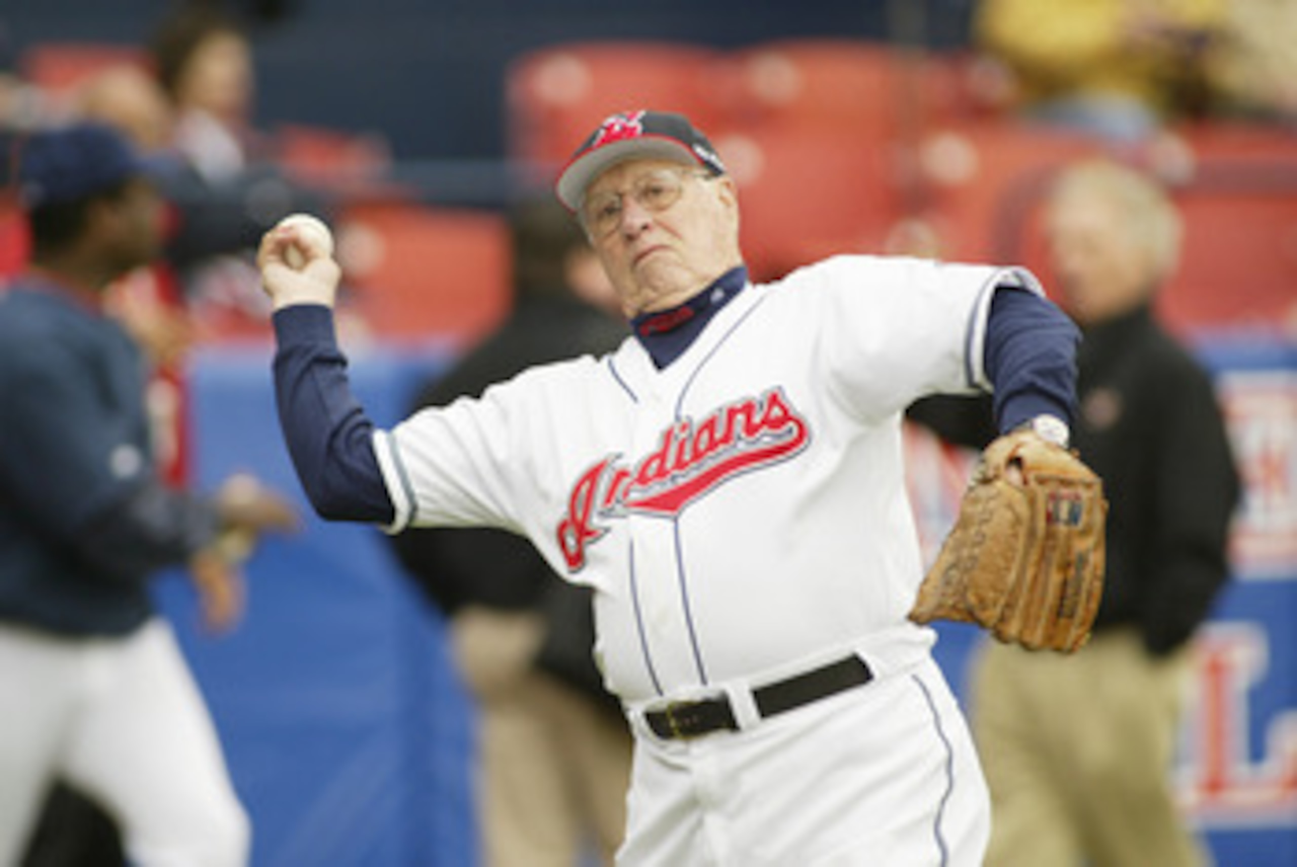 WINTER HAVEN, FL - MARCH 3: Former Indian and Hall of Fame pitcher Bob Feller throws the ball around before a Spring Training game against the Houston Astros on March 3, 2005 at Chain-O-Lakes Park in Winter Haven, Florida. The Indians won 7-3. (Photo by WINTER HAVEN, FL - MARCH 3: Former Indian and Hall of Fame pitcher Bob Feller throws the ball around before a Spring Training game against the Houston Astros on March 3, 2005 at Chain-O-Lakes Park in Winter Haven, Florida. The Indians won 7-3. (Photo by
