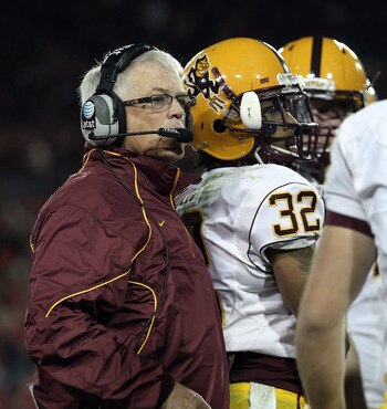 TUCSON, AZ - DECEMBER 02:  Head coach Dennis Erickson of the Arizona State Sun Devils during the college football game at Arizona Stadium on December 2, 2010 in Tucson, Arizona. The Sun Devils defeated the Wildcats 30-29 in double overtime.  (Photo by Chr