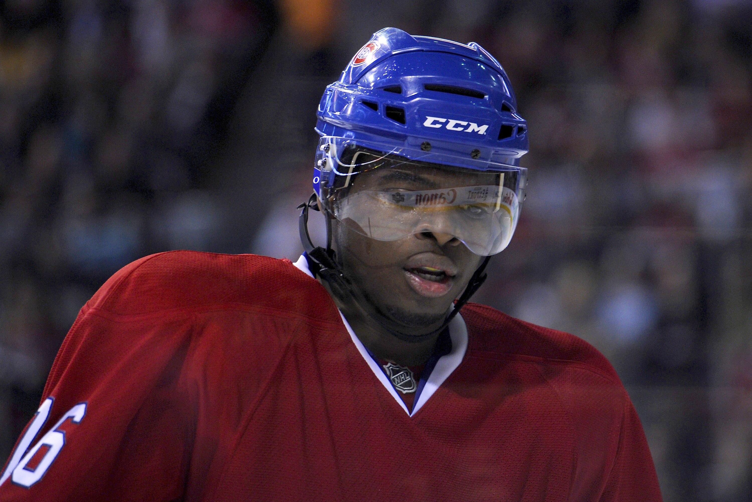 MONTREAL, CANADA - APRIL 26:  P.K. Subban #76 of the Montreal Canadiens skates around during a TV timeout in Game Six of the Eastern Conference Quarterfinals against the Boston Bruins during the 2011 NHL Stanley Cup Playoffs at the Bell Centre on April 26
