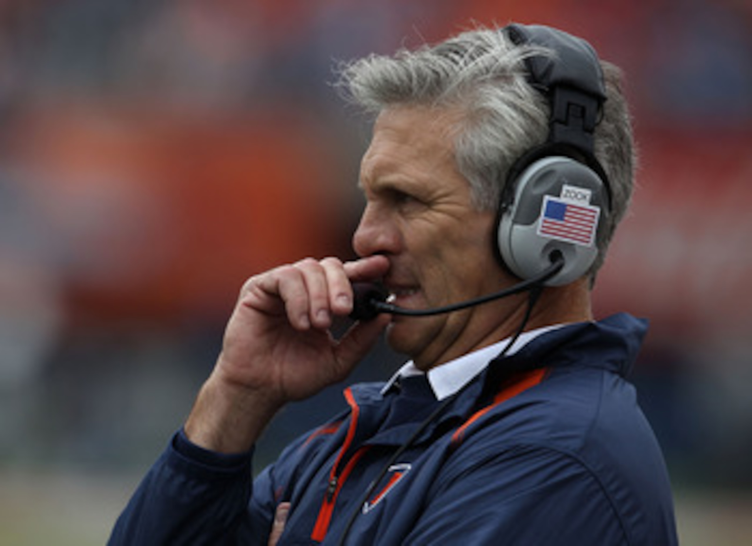 CHAMPAIGN, IL - OCTOBER 02: Head coach Ron Zook of the Illinois Fighting Illini watches as his team takes on the Ohio State Buckeyes at Memorial Stadium on October 2, 2010 in Champaign, Illinois. Ohio State defeated Illinois 24-13. (Photo by Jonathan Dani