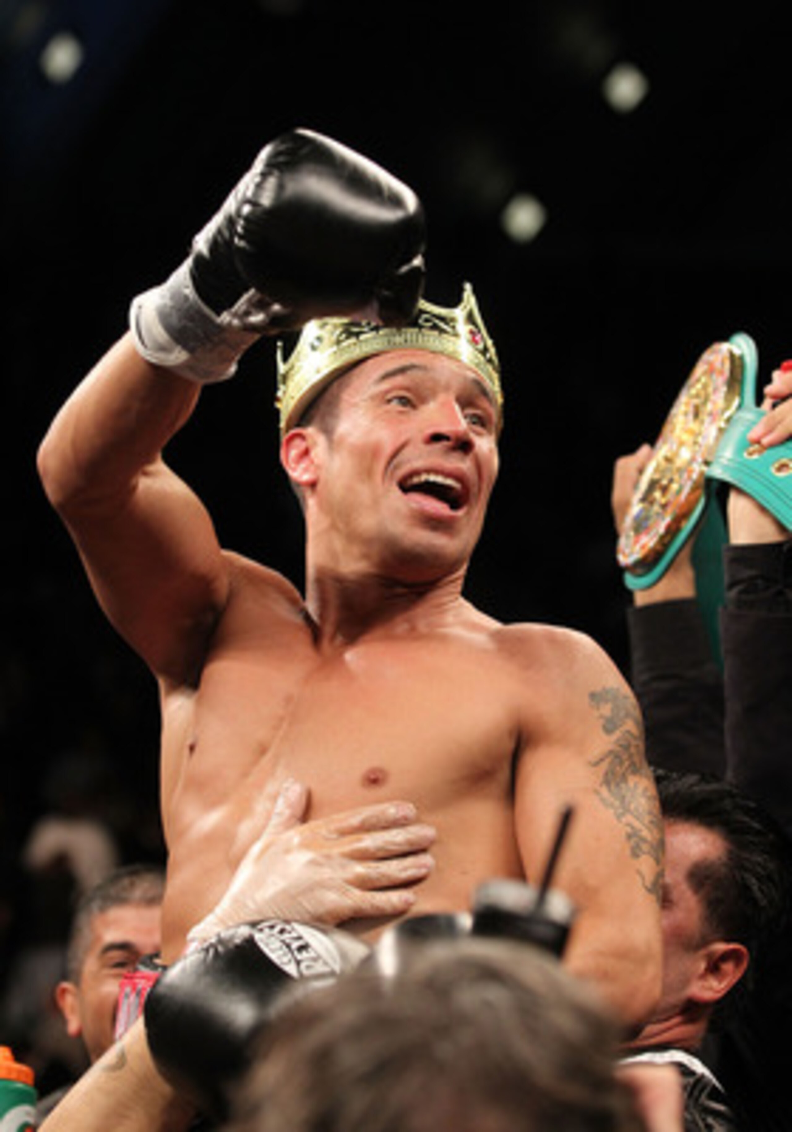ATLANTIC CITY, NJ - NOVEMBER 20:  Sergio Martinez celebrates after knocking out Paul Williams in the second round of their Middleweight Championship fight on November 20, 2010 at The Boardwalk Hall in Atlantic City, New Jersey.  (Photo by Al Bello/Getty I
