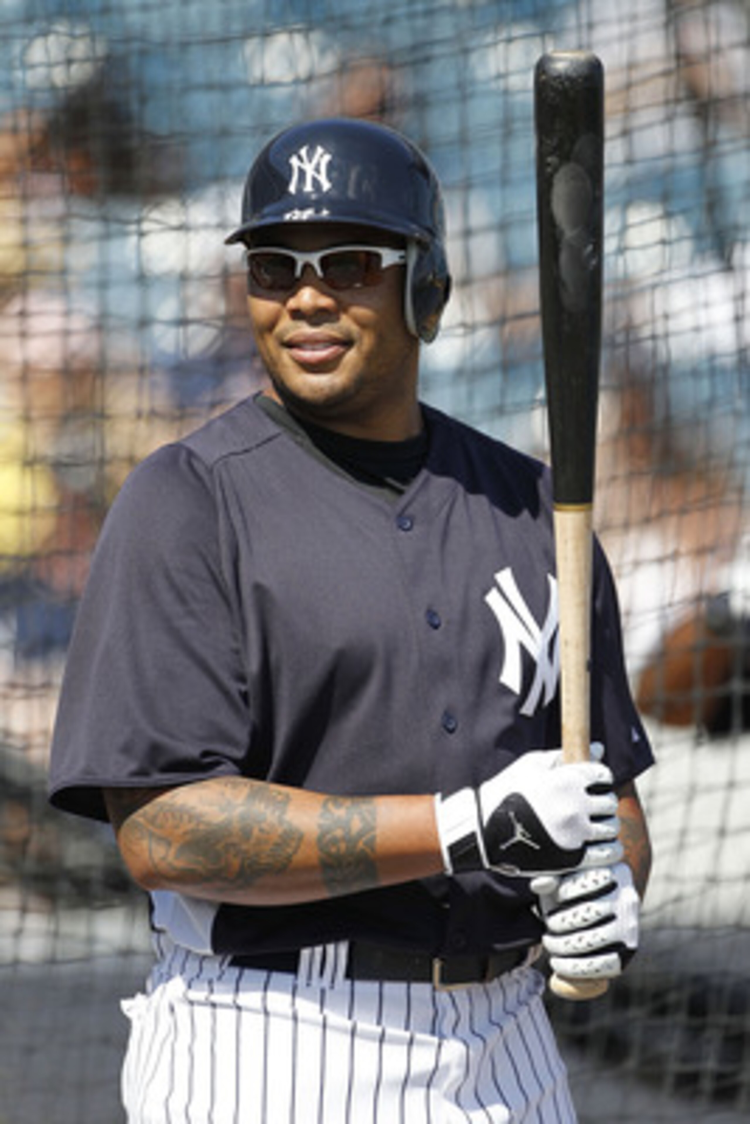 TAMPA, FL - FEBRUARY 21:  Andruw Jones #18 of the New York Yankees works out during the second day of full teams workouts at Spring Training on February 21, 2011 at the George M. Steinbrenner Field in Tampa, Florida.  (Photo by Leon Halip/Getty Images)