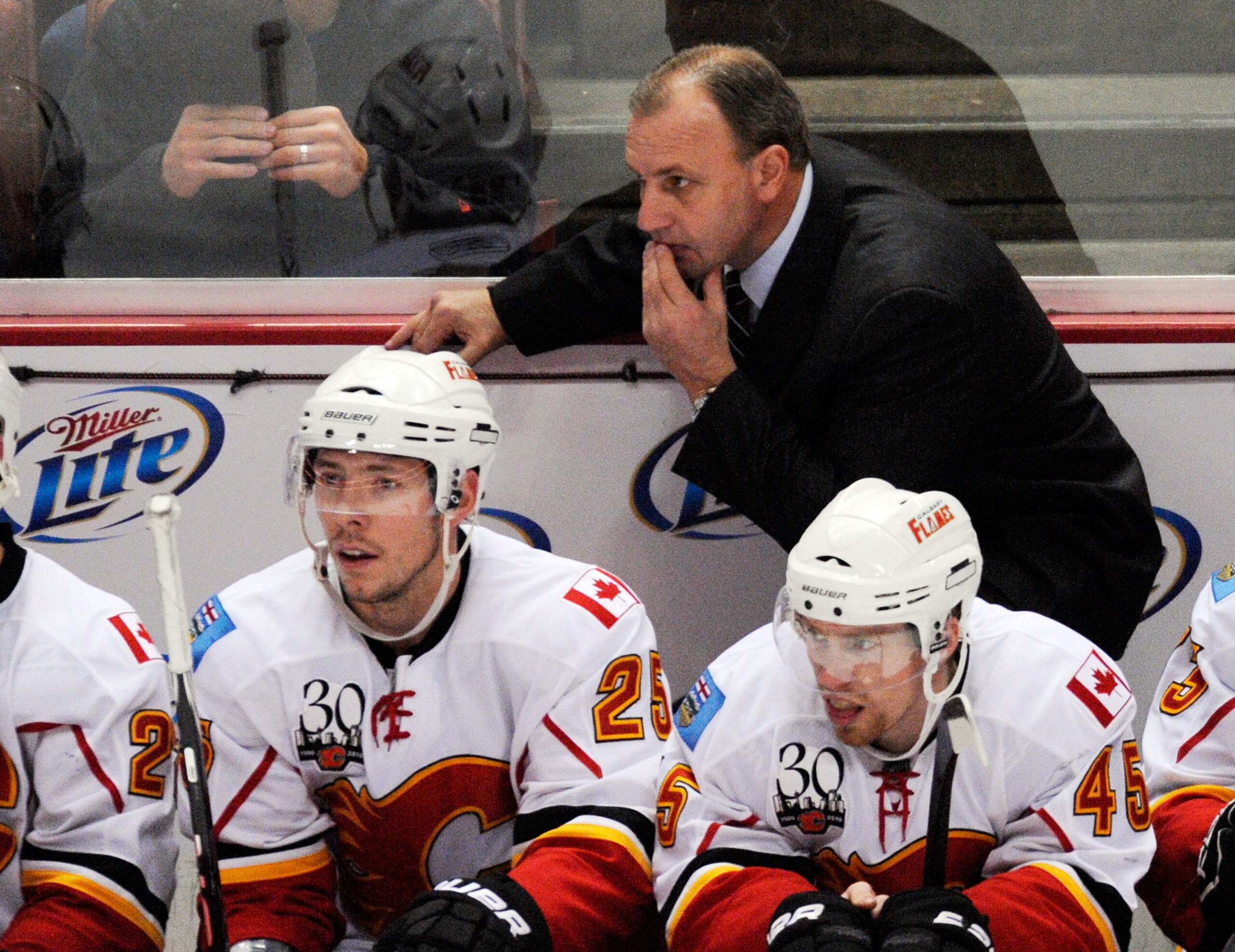 ANAHEIM, CA - NOVEMBER 23: Brent Sutter head coach of the Calgary Flames during the NHL game against Anaheim Ducks at the Honda Center on November 23, 2009 in Anaheim, California. (Photo by Kevork Djansezian/Getty Images) ANAHEIM, CA - NOVEMBER 23: Brent Sutter head coach of the Calgary Flames during the NHL game against Anaheim Ducks at the Honda Center on November 23, 2009 in Anaheim, California. (Photo by Kevork Djansezian/Getty Images)