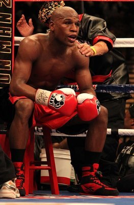 LAS VEGAS - MAY 01: Floyd Mayweather Jr. sits in his corner during his welterweight fight against Shane Mosley at the MGM Grand Garden Arena on May 1, 2010 in Las Vegas, Nevada. (Photo by Jed Jacobsohn/Getty Images) LAS VEGAS - MAY 01: Floyd Mayweather Jr. sits in his corner during his welterweight fight against Shane Mosley at the MGM Grand Garden Arena on May 1, 2010 in Las Vegas, Nevada. (Photo by Jed Jacobsohn/Getty Images)