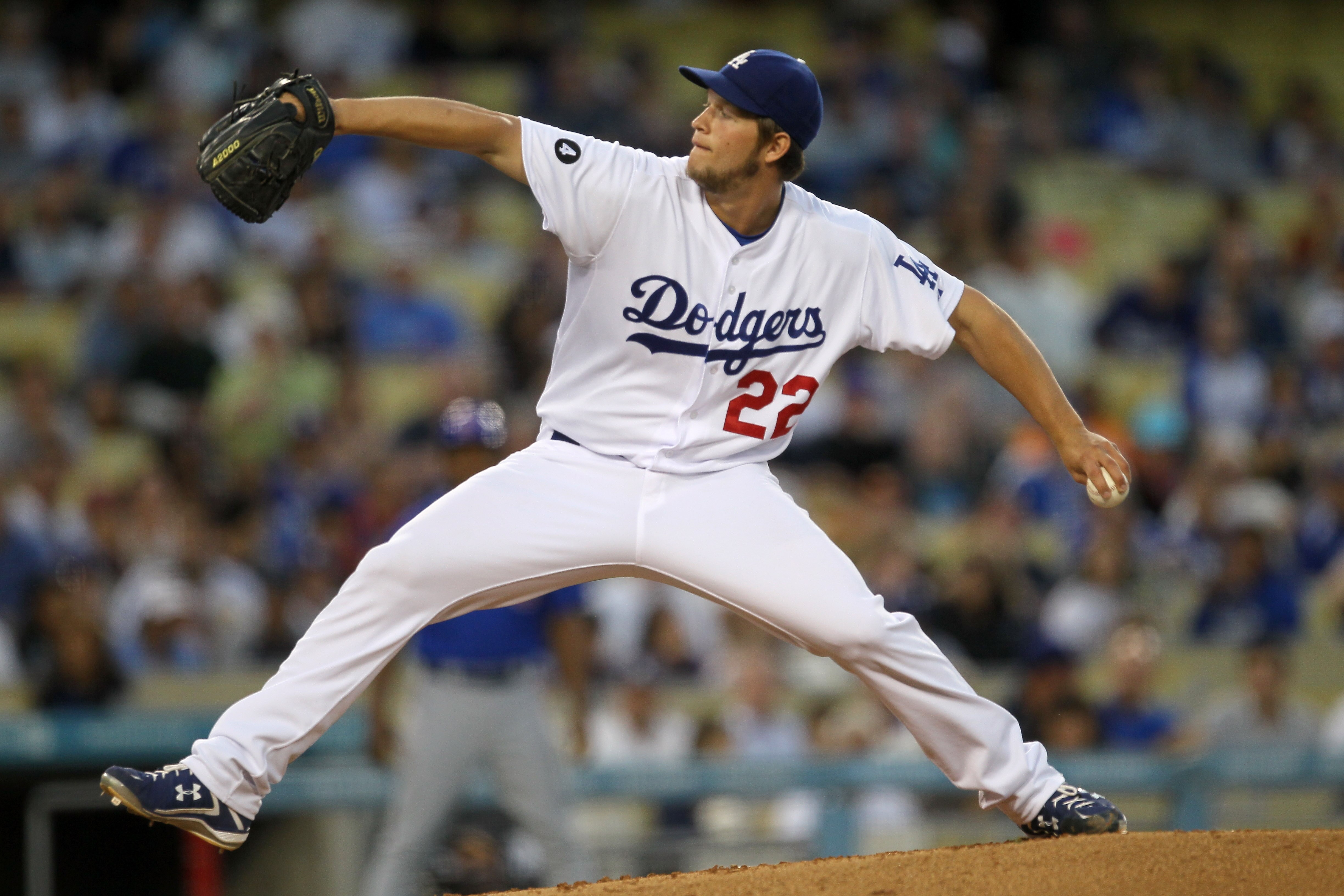 LOS ANGELES - MAY 2: Clayton Kershaw #22 of the Los Angeles Dodgers throws a pitch against the Chicago Cubs  on May 2, 2011 at Dodger Stadium in Los Angeles, California.  (Photo by Stephen Dunn/Getty Images)