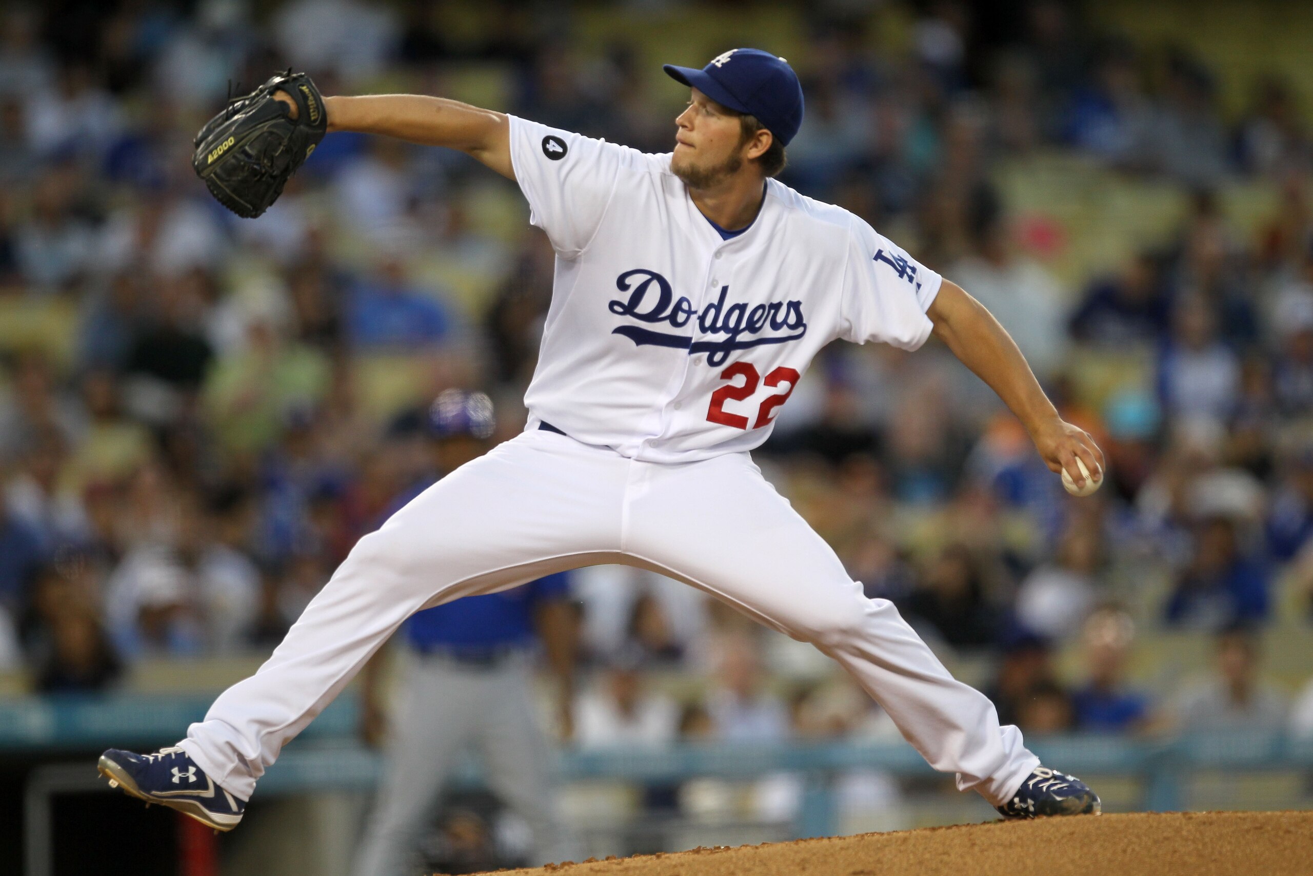 LOS ANGELES - MAY 2: Clayton Kershaw #22 of the Los Angeles Dodgers throws a pitch against the Chicago Cubs  on May 2, 2011 at Dodger Stadium in Los Angeles, California.  (Photo by Stephen Dunn/Getty Images)