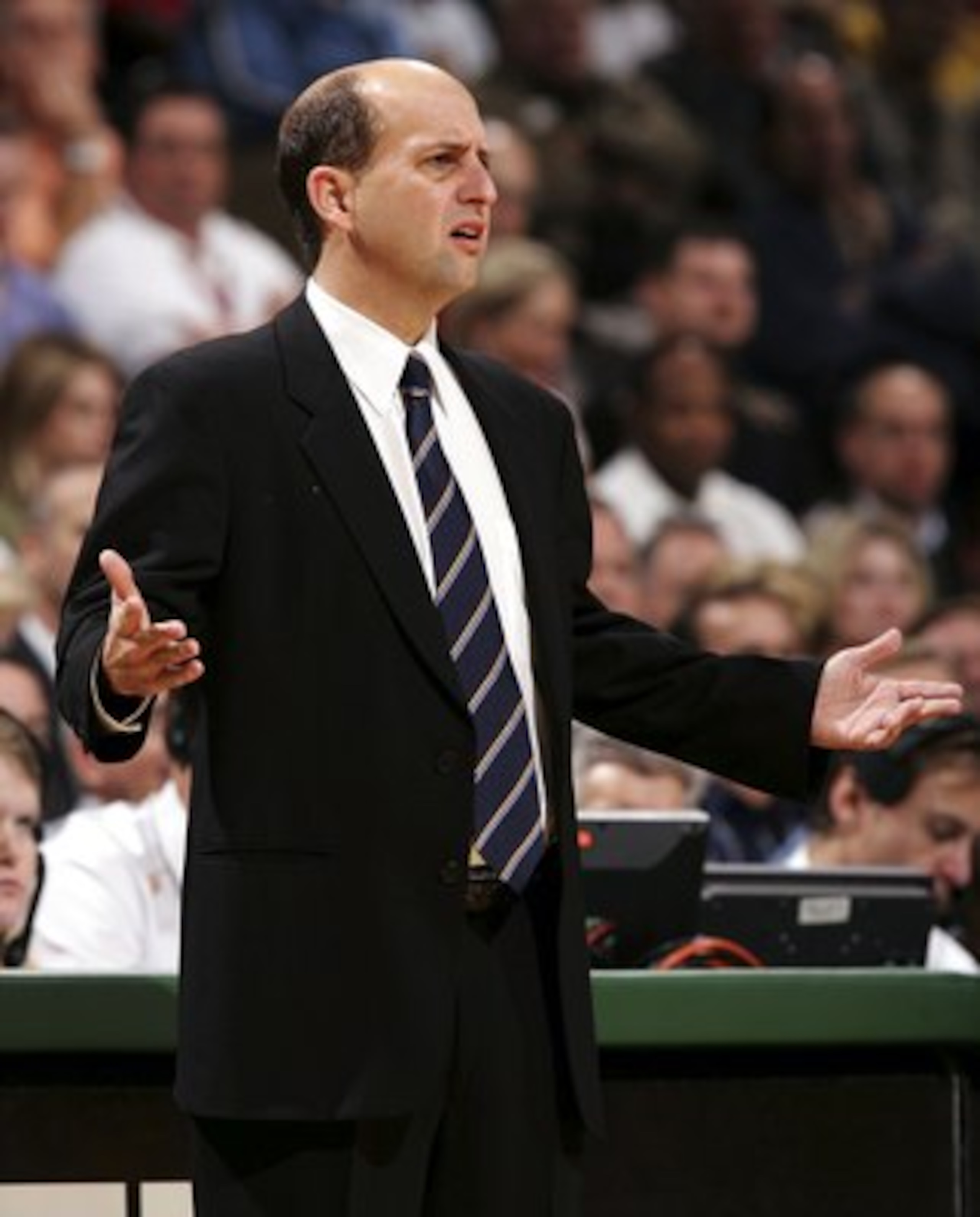 MILWAUKEE - NOVEMBER 08:  Head coach Jeff Van Gundy of the Houston Rockets questions a call during a game against the Milwaukee Bucks on November 8, 2006 at the Bradley Center in Milwaukee, Wisconsin. NOTE TO USER: User expressly acknowledges and agreees