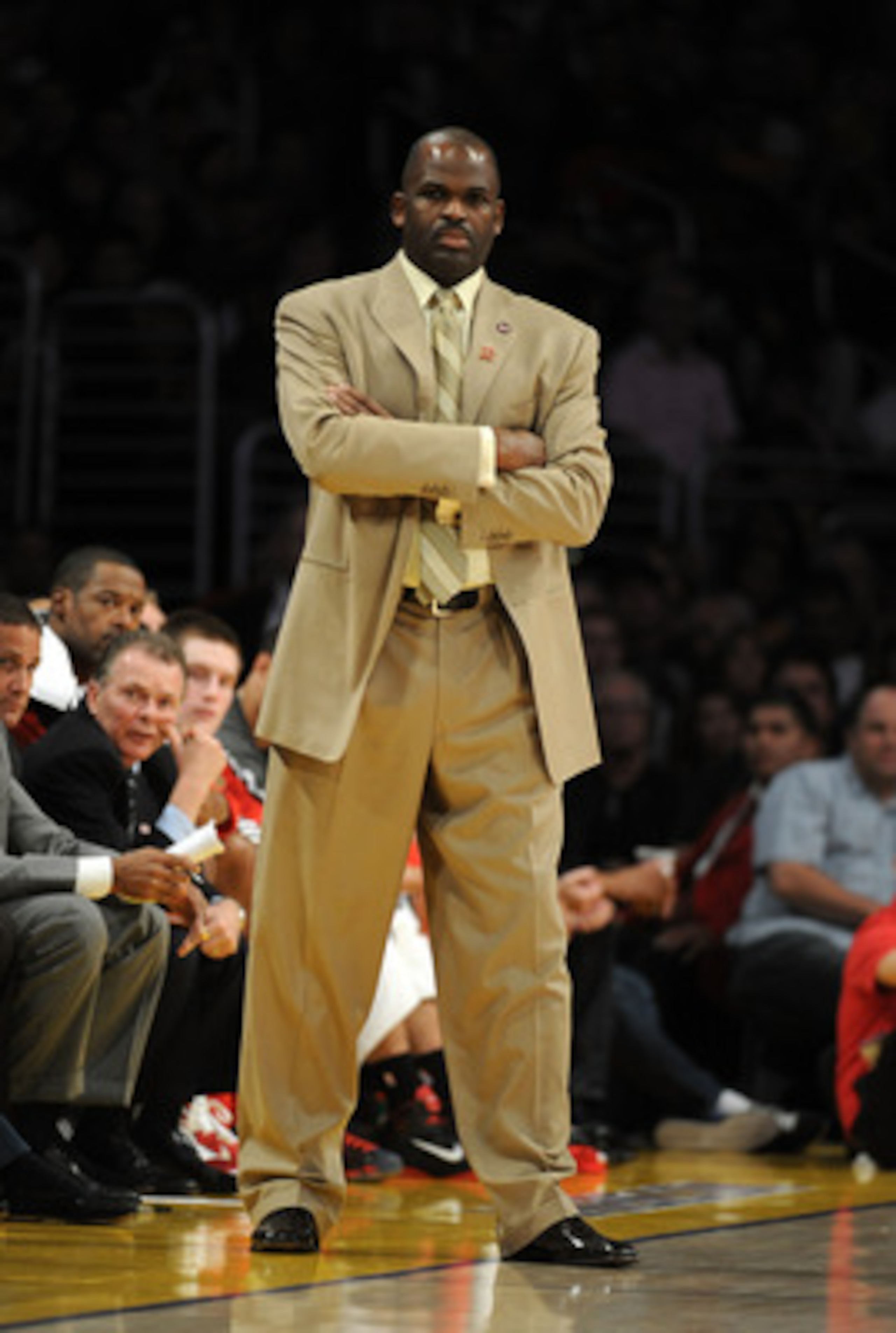 LOS ANGELES, CA - NOVEMBER 07:  Head Coach Nate McMillan of the Portland Trail Blazers watches play against the Los Angeles Lakers at the Staples Center on November 7, 2010 in Los Angeles, California.  NOTE TO USER: User expressly acknowledges and agrees