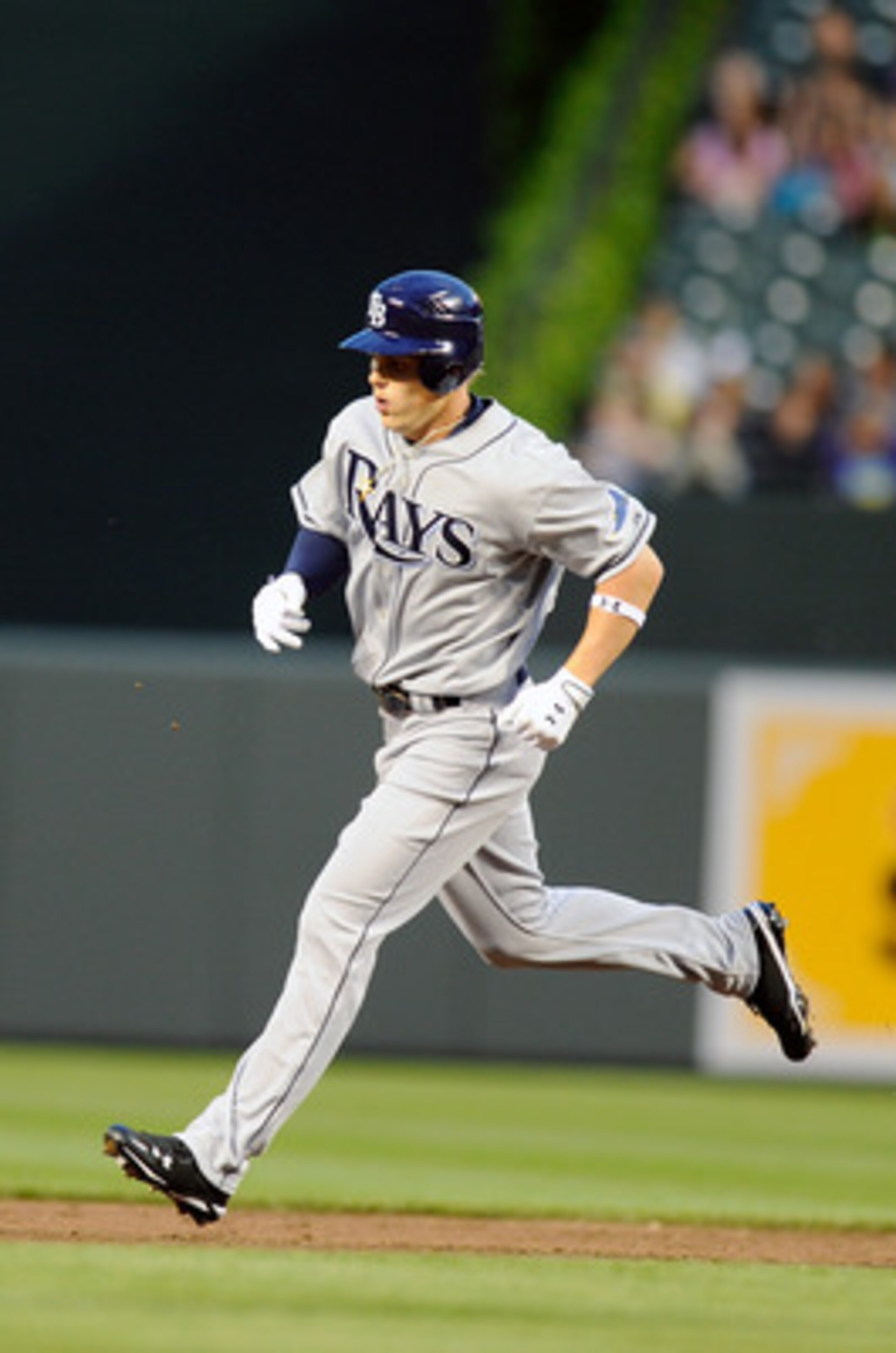 BALTIMORE, MD - MAY 06:  Brandon Guyer #30 of the Tampa Bay Rays rounds the bases after hitting a home run in his major league debut in the second inning against the Baltimore Orioles at Oriole Park at Camden Yards on May 6, 2011 in Baltimore, Maryland.  