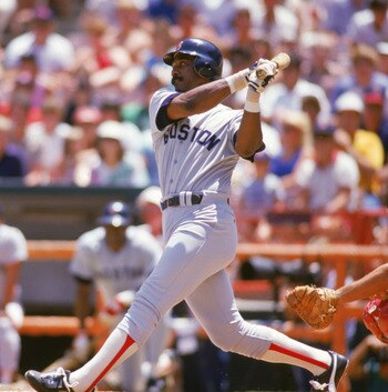 ANAHEIM, CA - JULY:  Jim Rice #14 of the Boston Red Sox bats against the California Angels during a July 1986 game at Anaheim Stadium in Anaheim, California.   (Photo by Getty Images)