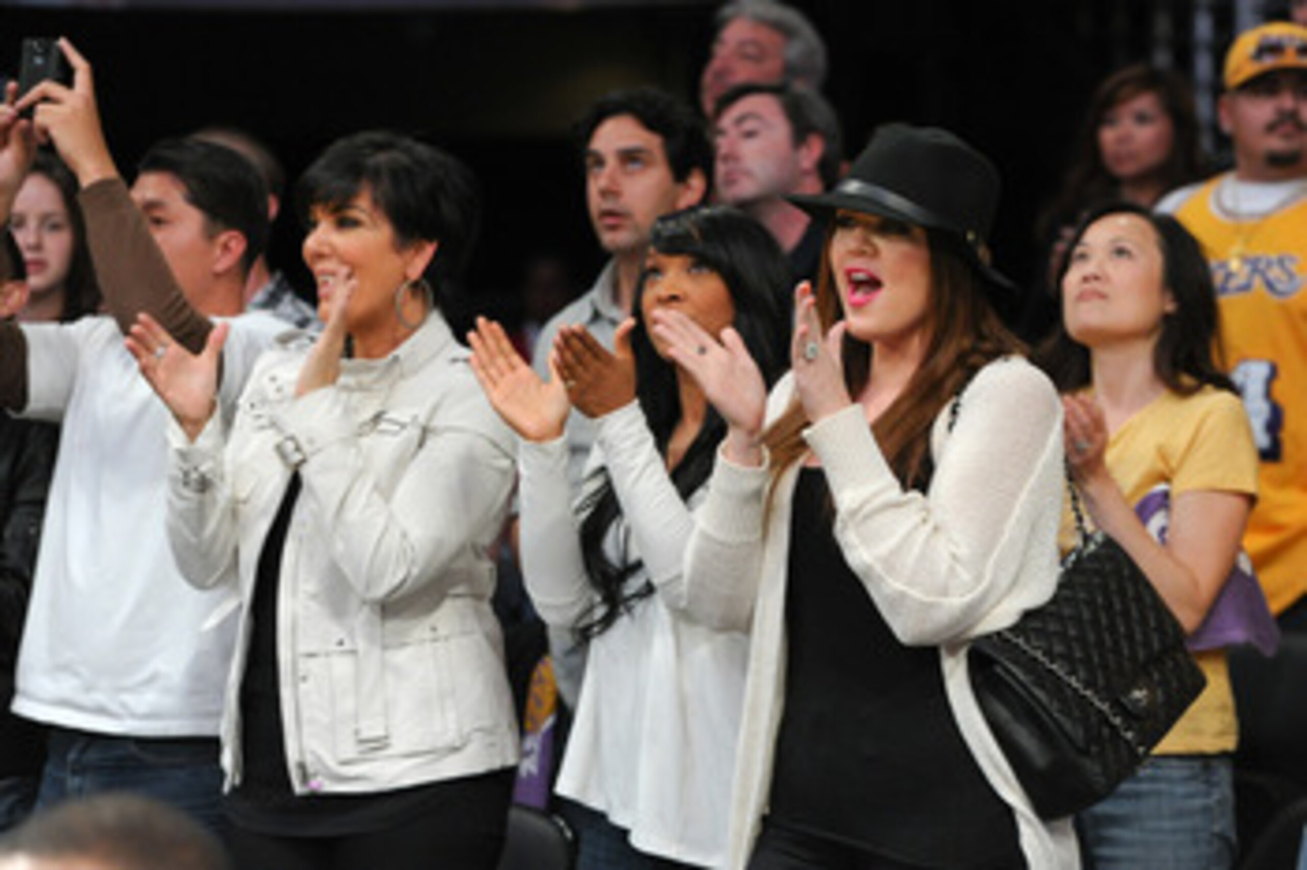 LOS ANGELES, CA - APRIL 20:  Khloe Kardashian (R) and Kris Jenner attend the game between the New Orleans Hornets and the Los Angeles Lakers at Staples Center on April 20, 2011 in Los Angeles, California.  (Photo by Noel Vasquez/Getty Images)