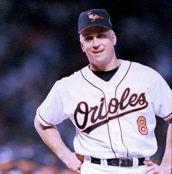 BOSTON - JULY 13: Cal Ripken Jr #8 of the American League is introduced before the 1999 All -Star Game at Fenway Park on July 13,1999 in Boston, Massachusetts. The American League defeated the National League 4-1.  (Photo by Brian Bahr/Getty Images)