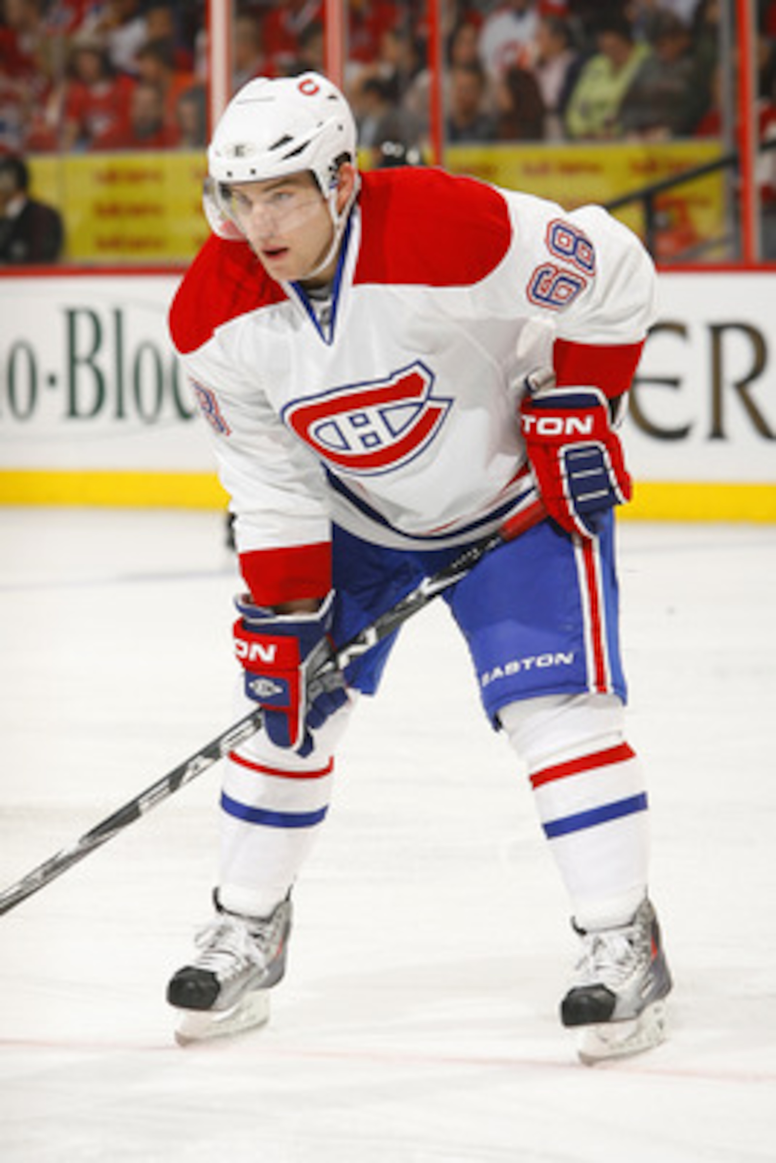 OTTAWA, CANADA - APRIL 07:  Yannick Weber #68 of the Montreal Canadiens prepares for a faceoff in a game against the Ottawa Senators at Scotiabank Place on April 7, 2011 in Ottawa, Canada.  (Photo by Phillip MacCallum/Getty Images)