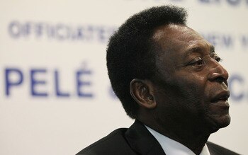 SINGAPORE - MARCH 03:  Football legend Pele speaks to the media at a press conference on March 3, 2011 at Jalan Besar Stadium, in Singapore. The press conference announced a partnership with Courts and launched the start of the New York Cosmos Asia Tour 2