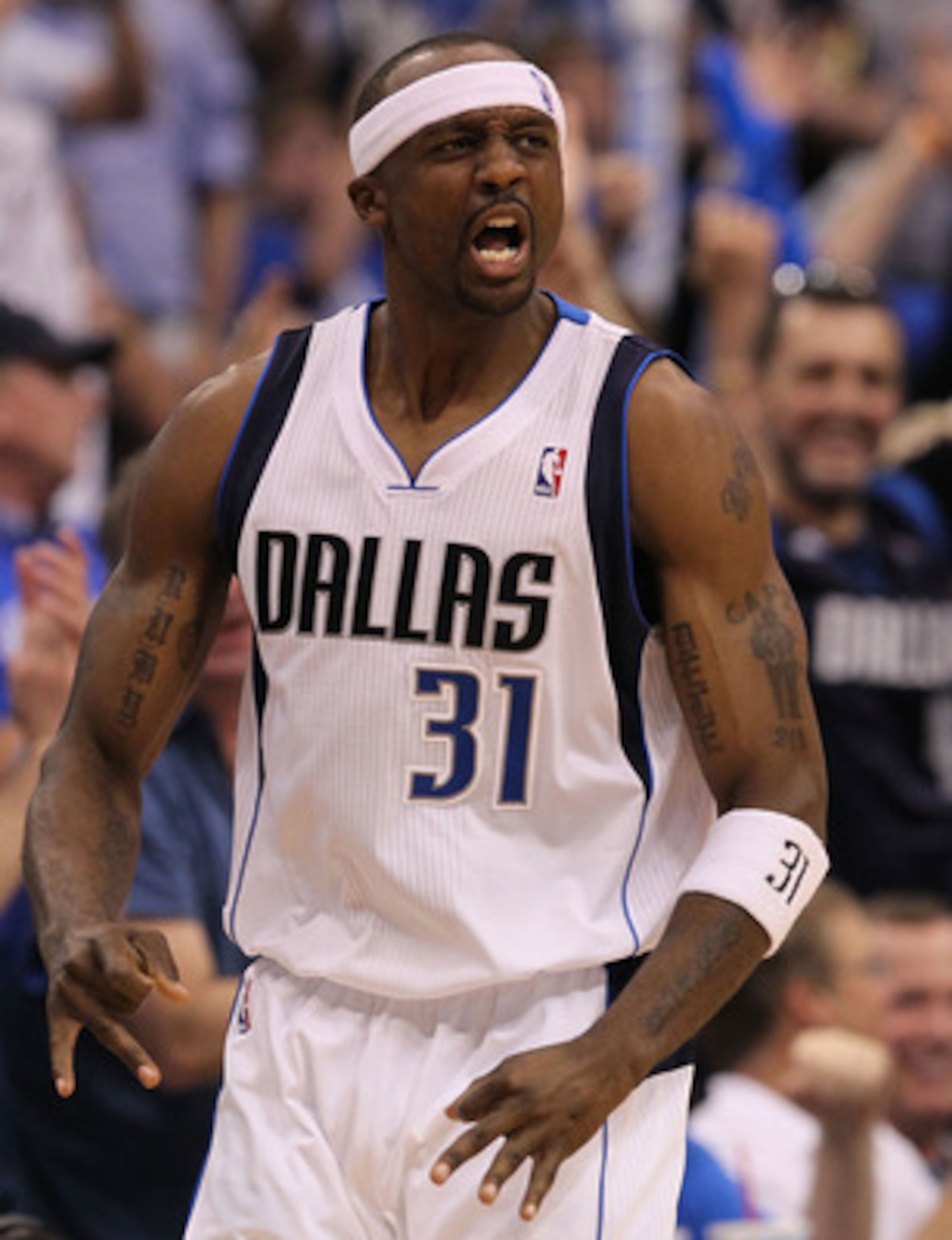 DALLAS, TX - MAY 08:  Guard Jason Terry #31 of the Dallas Mavericks reacts after a three-point shot against the Los Angeles Lakers in Game Four of the Western Conference Semifinals during the 2011 NBA Playoffs on May 8, 2011 at American Airlines Center in