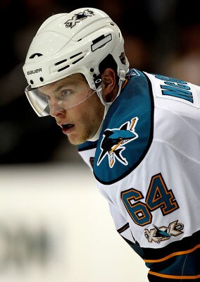 DALLAS, TX - DECEMBER 16:  Left wing Jamie McGinn #64 of the San Jose Sharks on December 16, 2010 in Dallas, Texas.  (Photo by Ronald Martinez/Getty Images)