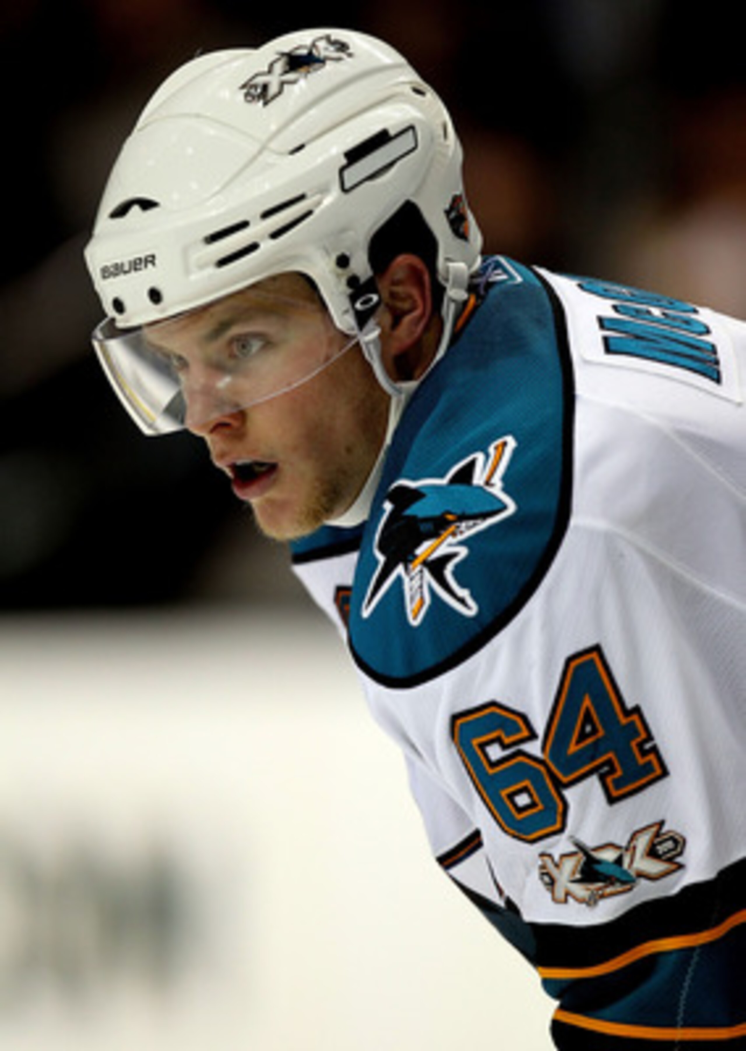 DALLAS, TX - DECEMBER 16:  Left wing Jamie McGinn #64 of the San Jose Sharks on December 16, 2010 in Dallas, Texas.  (Photo by Ronald Martinez/Getty Images)