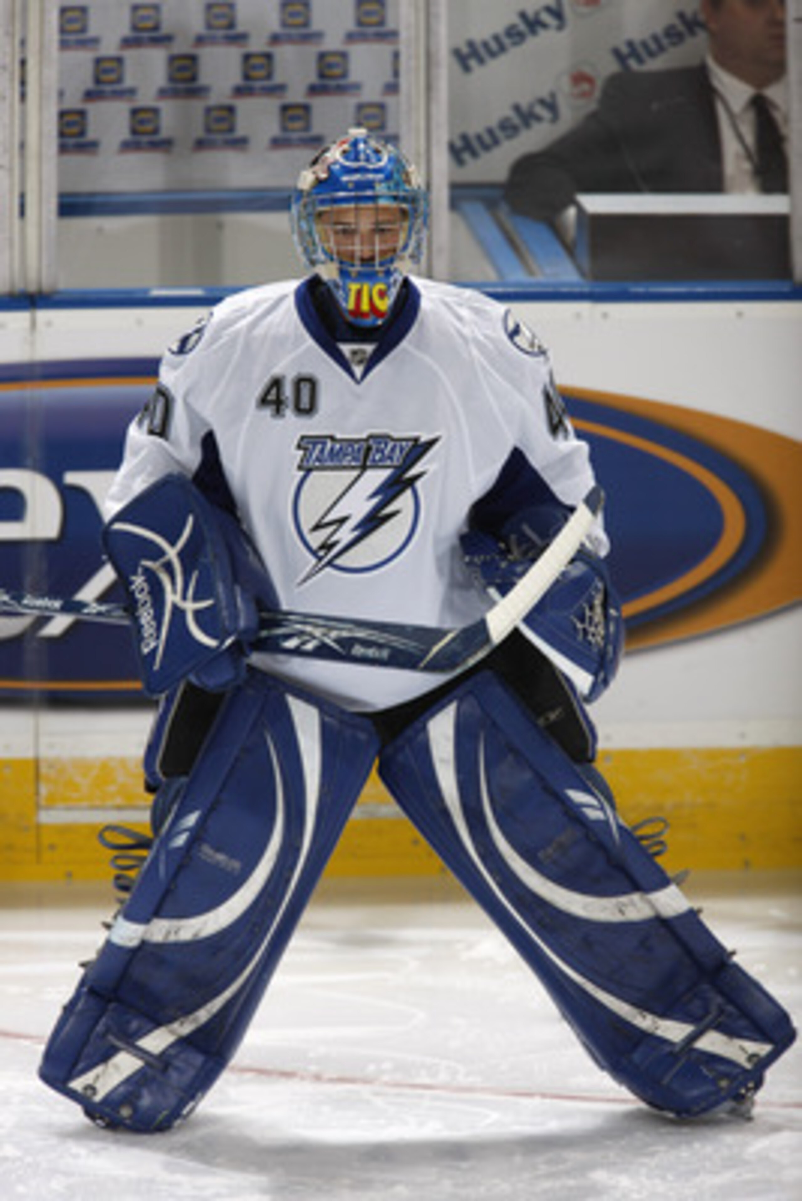 EDMONTON, CANADA - SEPTEMBER 23: Dustin Tokarski #40 of the Tampa Bay Lightning skates against the Edmonton Oilers  on September 23, 2010 at Rexall Place in Edmonton, Alberta, Canada. (Photo by Dale MacMillan/Getty Images)