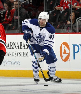 NEWARK, NJ - APRIL 06:  Nazem Kadri #43 of the Toronto Maple Leafs skates against the New Jersey Devils at the Prudential Center on April 6, 2011 in Newark, New Jersey.  (Photo by Bruce Bennett/Getty Images)
