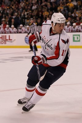 BOSTON - OCTOBER 21:  DJ King #17 of the Washington Capitals skates against the Boston Bruins at the TD Garden on October 21, 2010 in Boston, Massachusetts.  The Bruins won 4-1.  (Photo by Bruce Bennett/Getty Images)