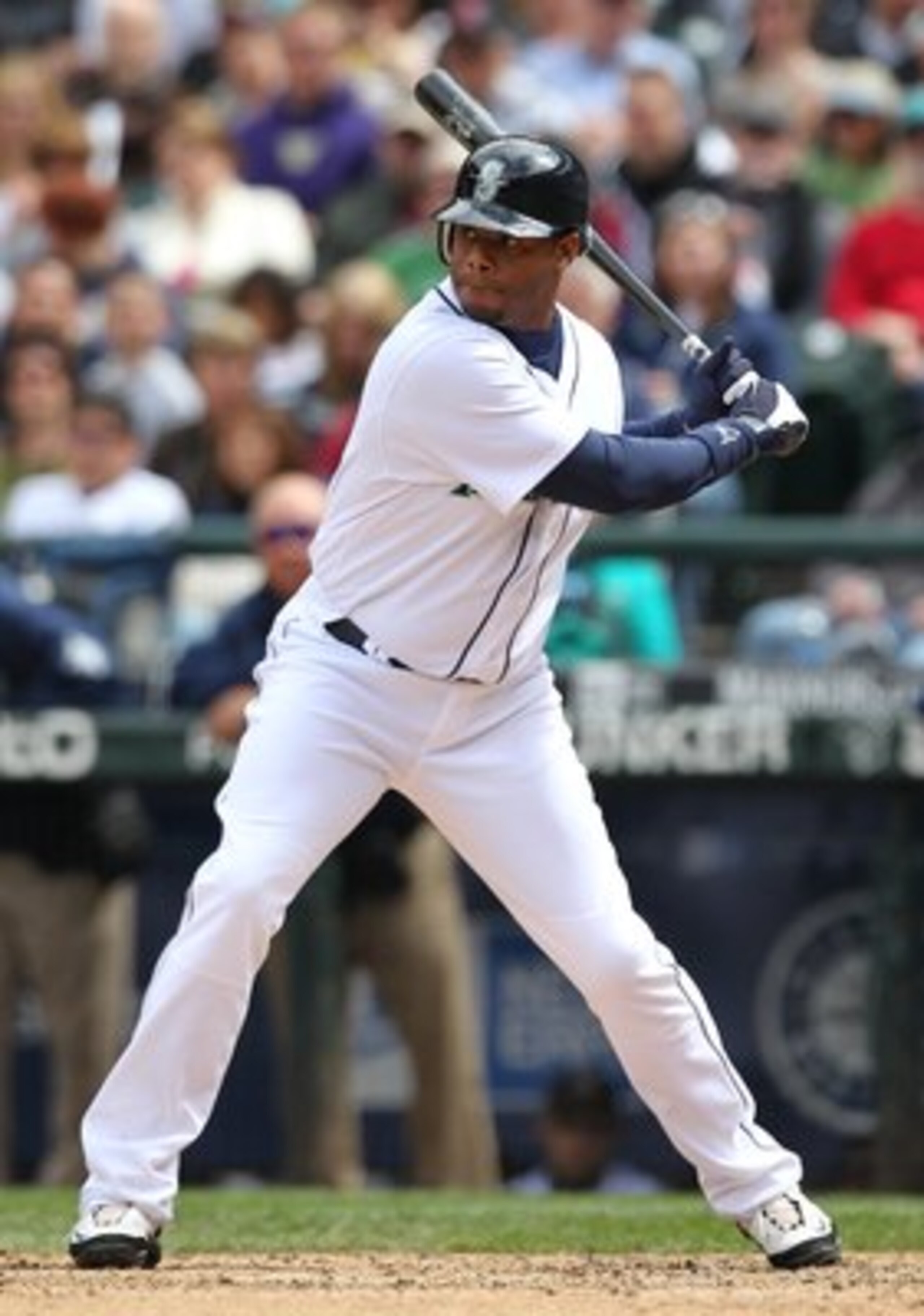 SEATTLE - MAY 23: Ken Griffey Jr. #24 of the Seattle Mariners bats against the San Diego Padres at Safeco Field on May 23, 2010 in Seattle, Washington. (Photo by Otto Greule Jr/Getty Images) SEATTLE - MAY 23: Ken Griffey Jr. #24 of the Seattle Mariners bats against the San Diego Padres at Safeco Field on May 23, 2010 in Seattle, Washington. (Photo by Otto Greule Jr/Getty Images)
