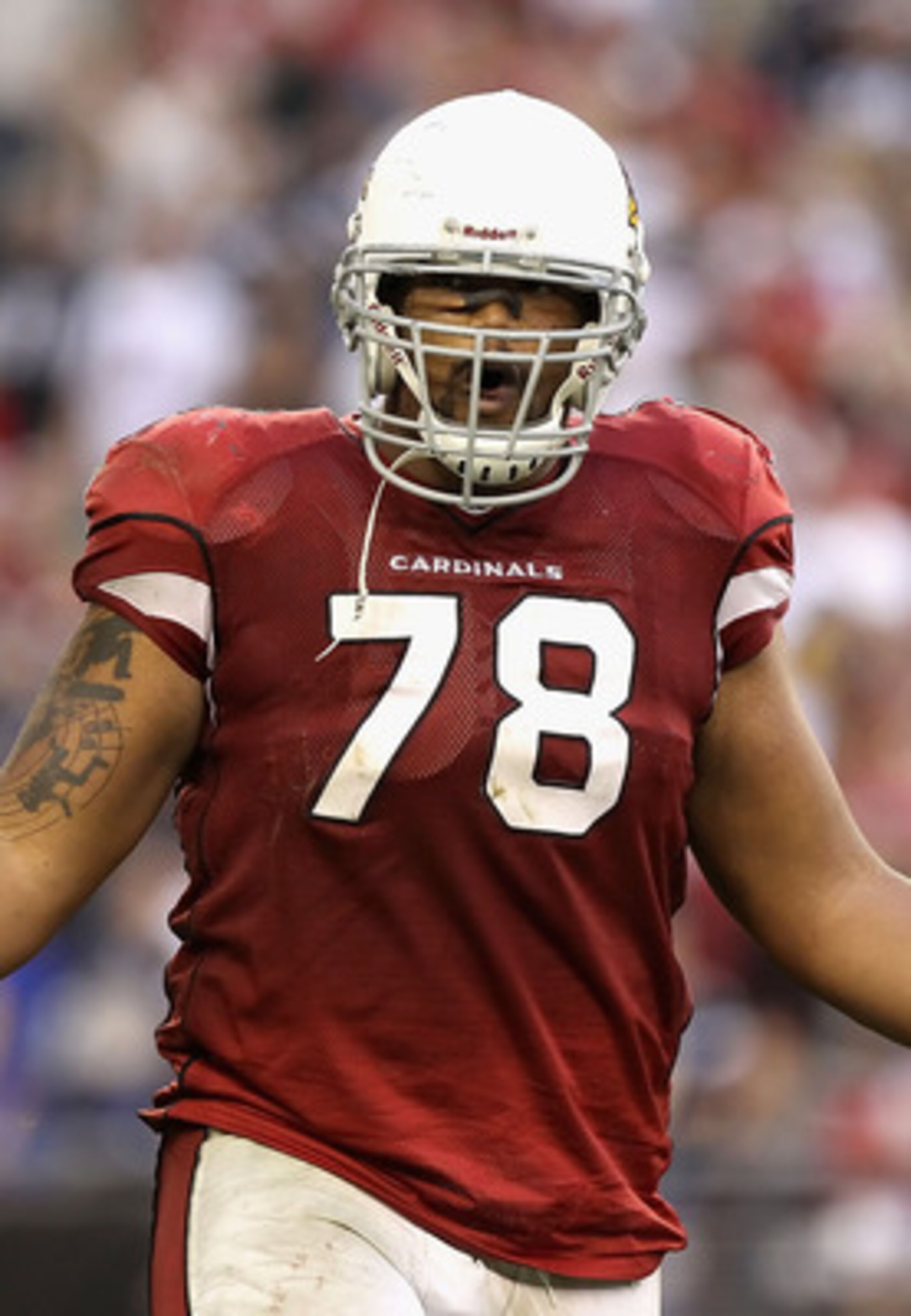 GLENDALE, AZ - DECEMBER 05: Defensive tackle Alan Branch #78 of the Arizona Cardinals reacts after being called for a late hit against the St. Louis Rams during the NFL game at the University of Phoenix Stadium on December 5, 2010 in Glendale, Arizona. T GLENDALE, AZ - DECEMBER 05: Defensive tackle Alan Branch #78 of the Arizona Cardinals reacts after being called for a late hit against the St. Louis Rams during the NFL game at the University of Phoenix Stadium on December 5, 2010 in Glendale, Arizona. T