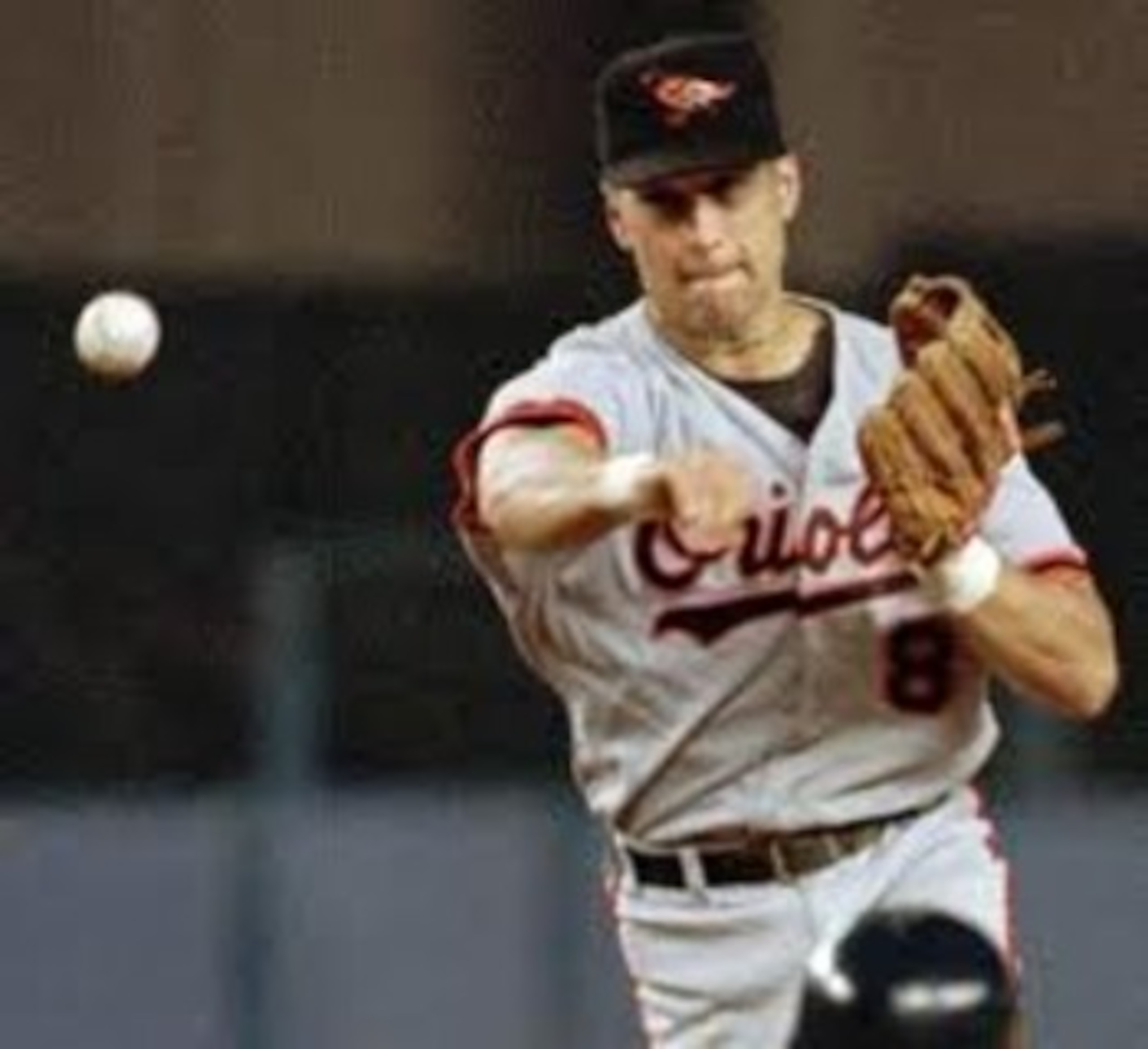 06 Oct 2001: Cal Ripken Jr. #8 of the Baltimore Orioles throws to first for a put-out in the final game of his career at Camden Yards in Baltimore, Maryland. The Red Sox beat the Orioles 5-1. <DIGITAL IMAGE> Mandatory Credit: Ezra Shaw/ALLSPORT 06 Oct 2001: Cal Ripken Jr. #8 of the Baltimore Orioles throws to first for a put-out in the final game of his career at Camden Yards in Baltimore, Maryland. The Red Sox beat the Orioles 5-1. <DIGITAL IMAGE> Mandatory Credit: Ezra Shaw/ALLSPORT