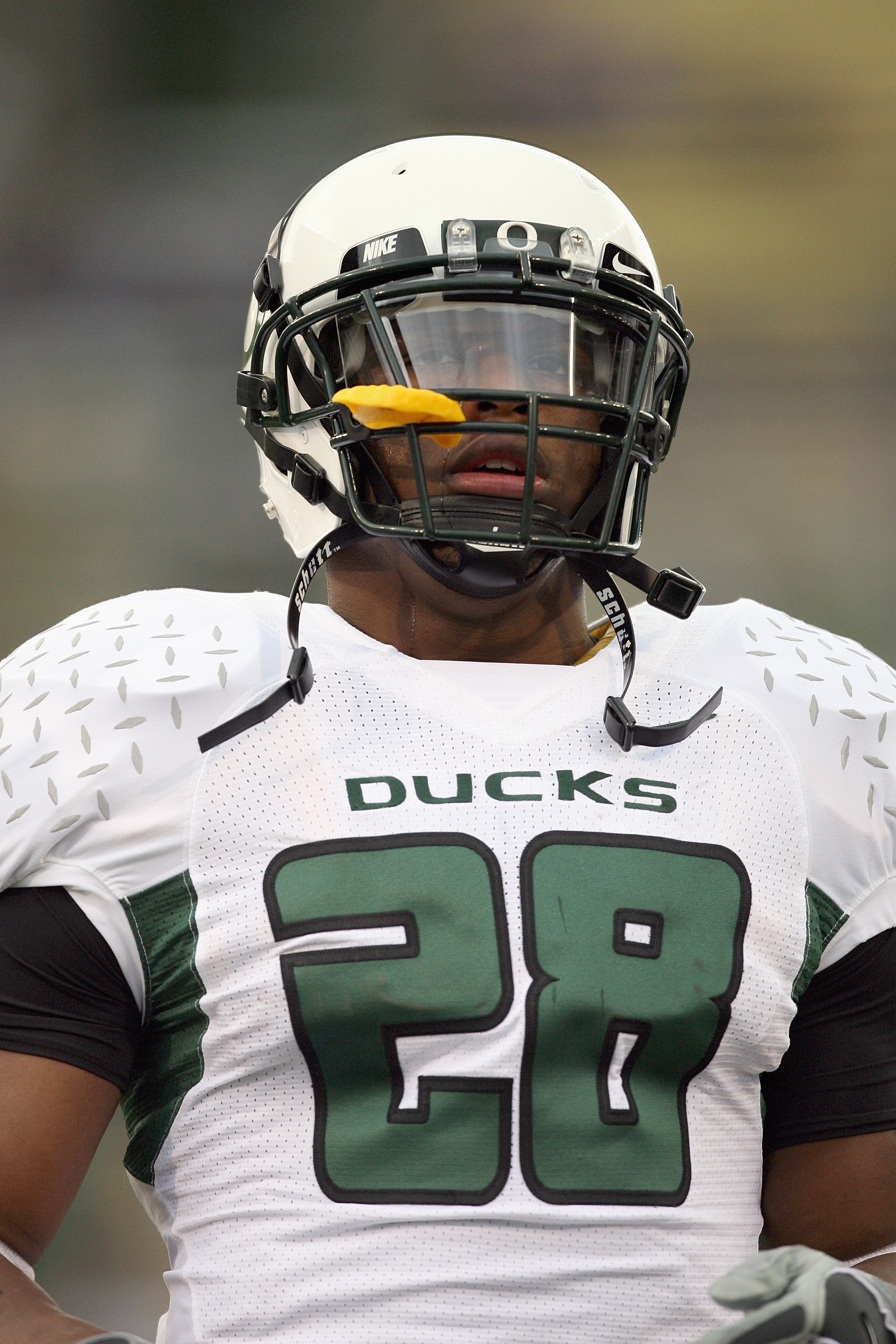 SEATTLE - OCTOBER 20: Johnathan Stewart #28 of the Oregon Ducks looks on the field before the game against the Washington Huskies at Husky Stadium on October 20, 2007 in Seattle, Washington. The Ducks defeated the Huskies 55-34. (Photo by Otto Greule Jr/G