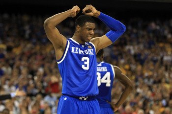HOUSTON, TX - APRIL 02: Terrence Jones #3 of the Kentucky Wildcats reacts after a play against the Connecticut Huskies during the National Semifinal game of the 2011 NCAA Division I Men's Basketball Championship at Reliant Stadium on April 2, 2011 in Hou HOUSTON, TX - APRIL 02: Terrence Jones #3 of the Kentucky Wildcats reacts after a play against the Connecticut Huskies during the National Semifinal game of the 2011 NCAA Division I Men's Basketball Championship at Reliant Stadium on April 2, 2011 in Hou