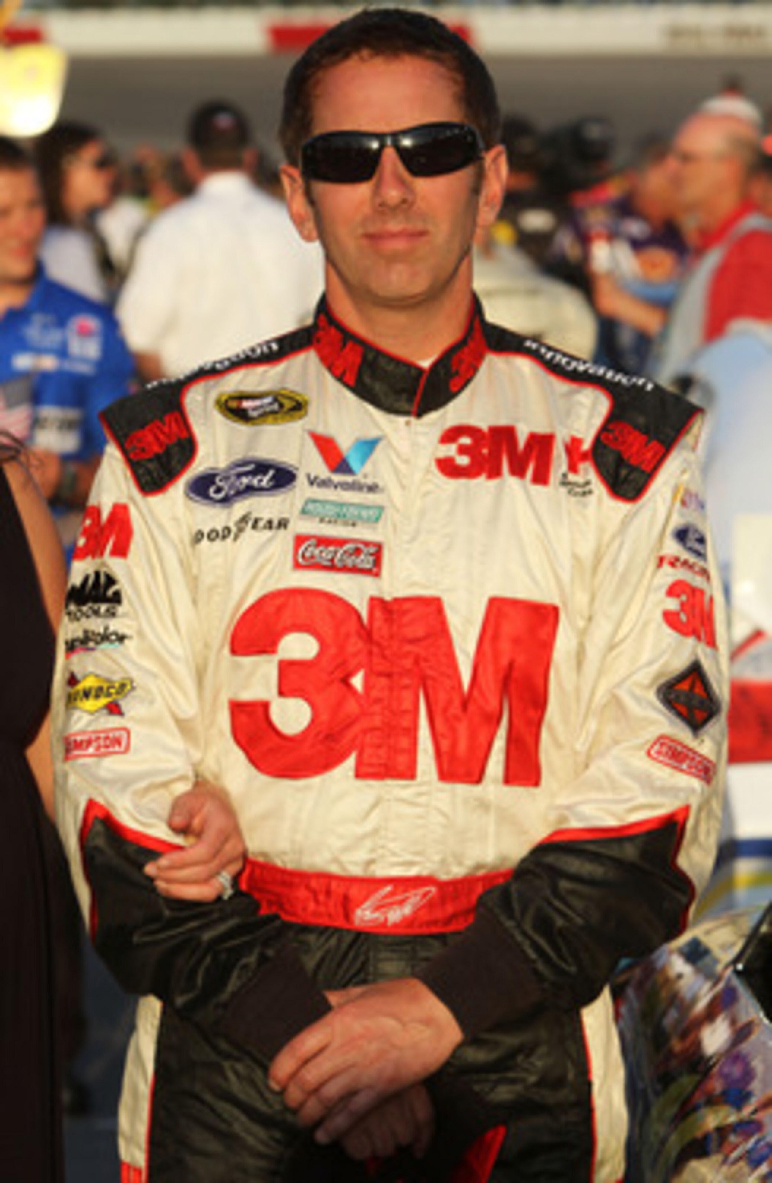 DARLINGTON, SC - MAY 07:  Greg Biffle, driver of the #16 3M Ford, stands on the grid prior to the start of the NASCAR Sprint Cup Series SHOWTIME Southern 500 at Darlington Raceway on May 7, 2011 in Darlington, South Carolina.  (Photo by Jerry Markland/Get