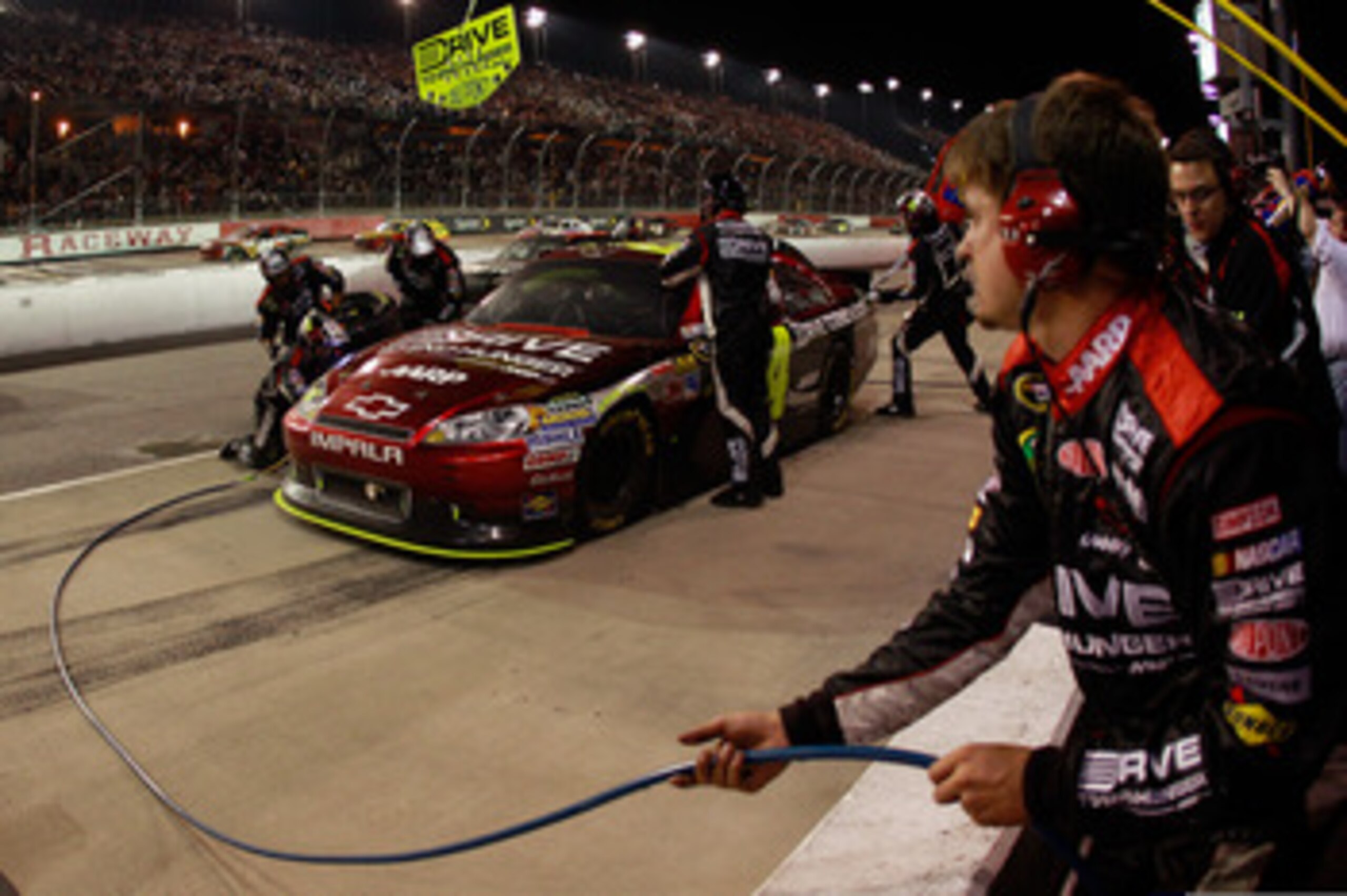 DARLINGTON, SC - MAY 07:  Jeff Gordon pits the #24 Drive to End Hunger Chevrolet during the NASCAR Sprint Cup Series SHOWTIME Southern 500 at Darlington Raceway on May 7, 2011 in Darlington, South Carolina.  (Photo by Chris Graythen/Getty Images)