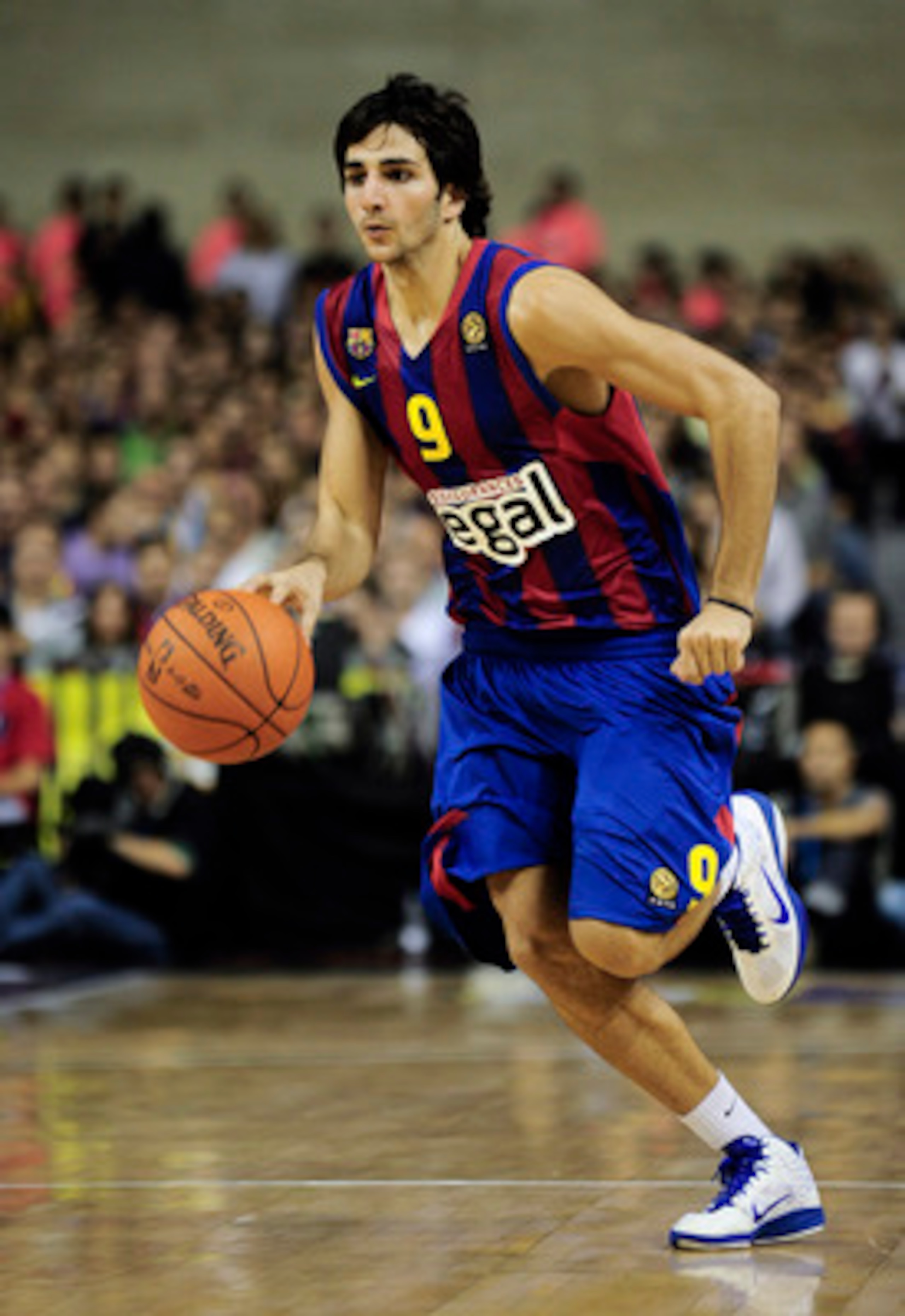 BARCELONA, SPAIN - OCTOBER 07:  Ricky Rubio #9 of the Regal FC Barcelona in action during the NBA Europe Live match between Los Angeles Lakers and Regal FC Barcelona at the at Palau Blaugrana on October 7, 2010 in Barcelona, Spain.  (Photo by David Ramos/
